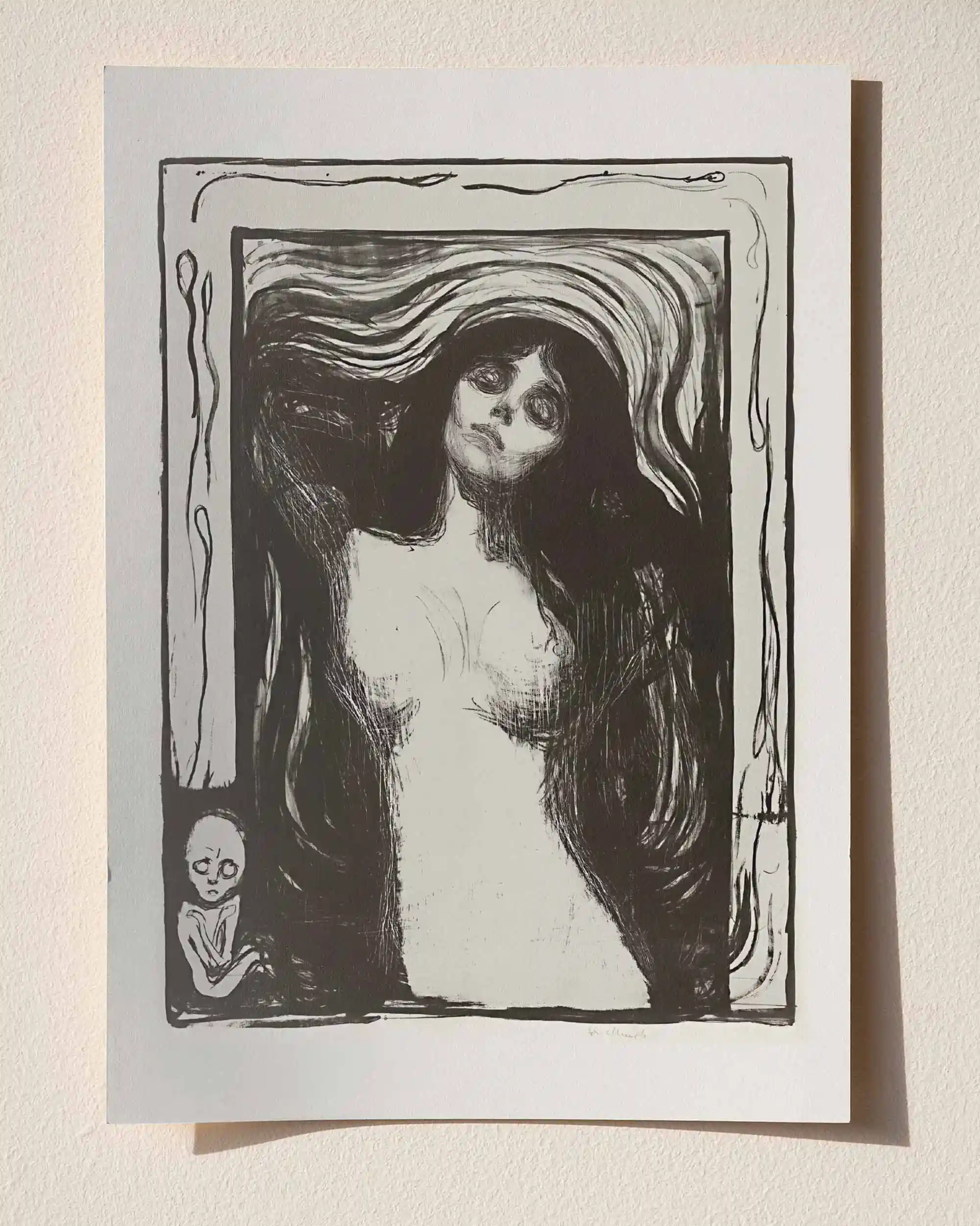 Edvard Munch - Madonna, Liebendes Weib (1895) Litografi Eskiz Sanat Tarihi Poster