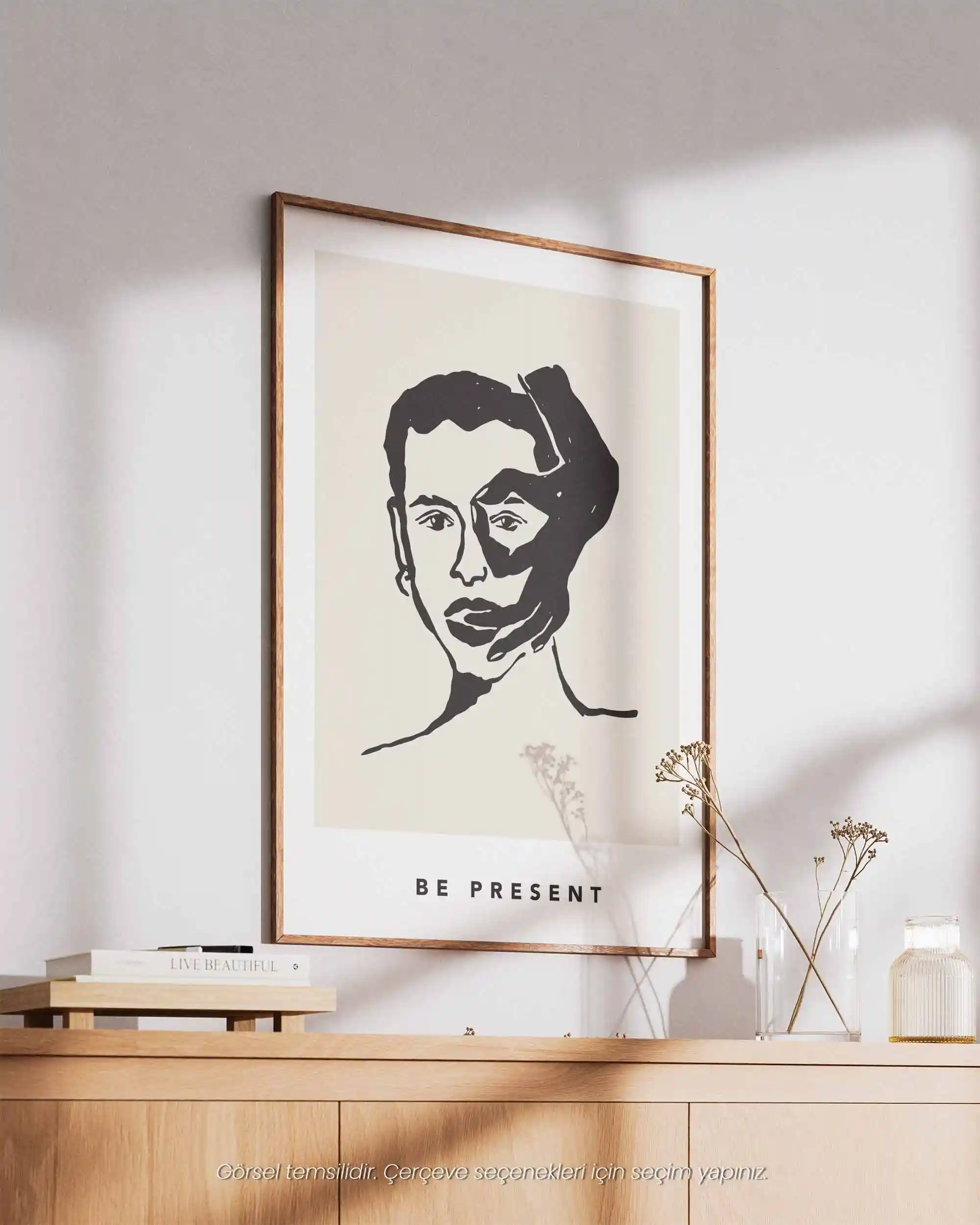Be Present – Minimal Çizim & Modern Sanat Poster
