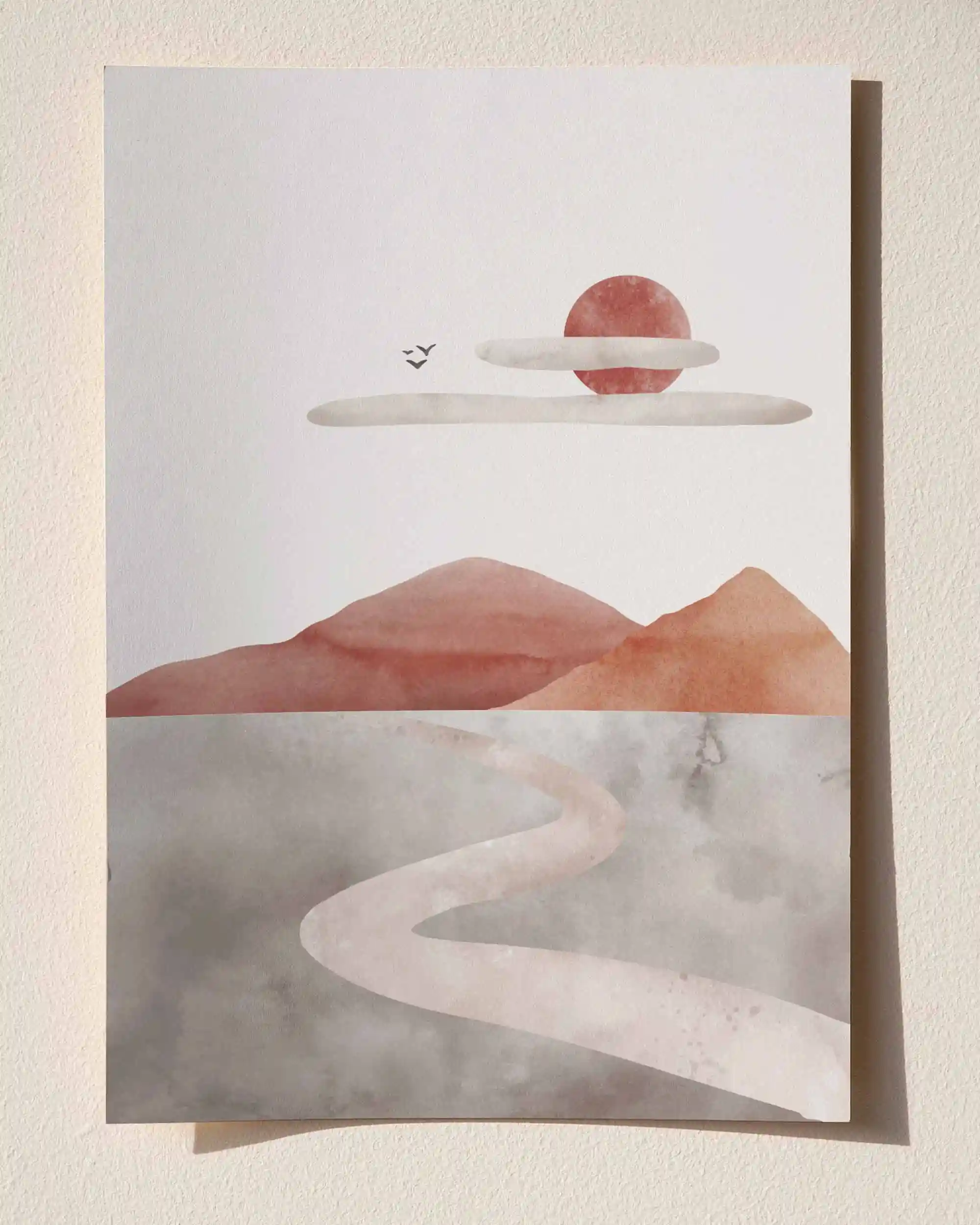 Sessiz Yol – Minimal Sulu Boya Manzara Doğa Temalı Poster