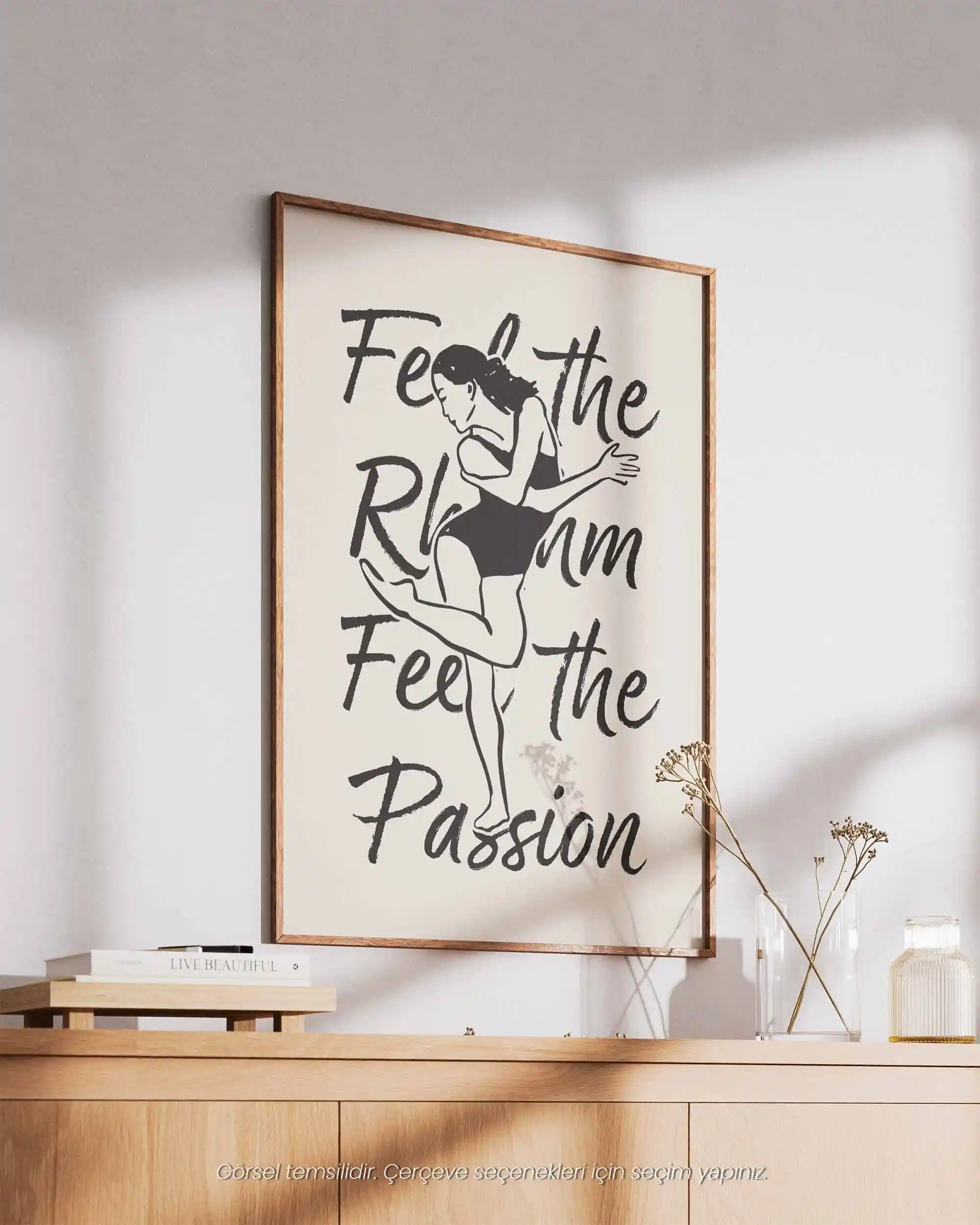 Feel the Rhythm, Feel the Passion – Minimalist Çizim & Tipografi Poster