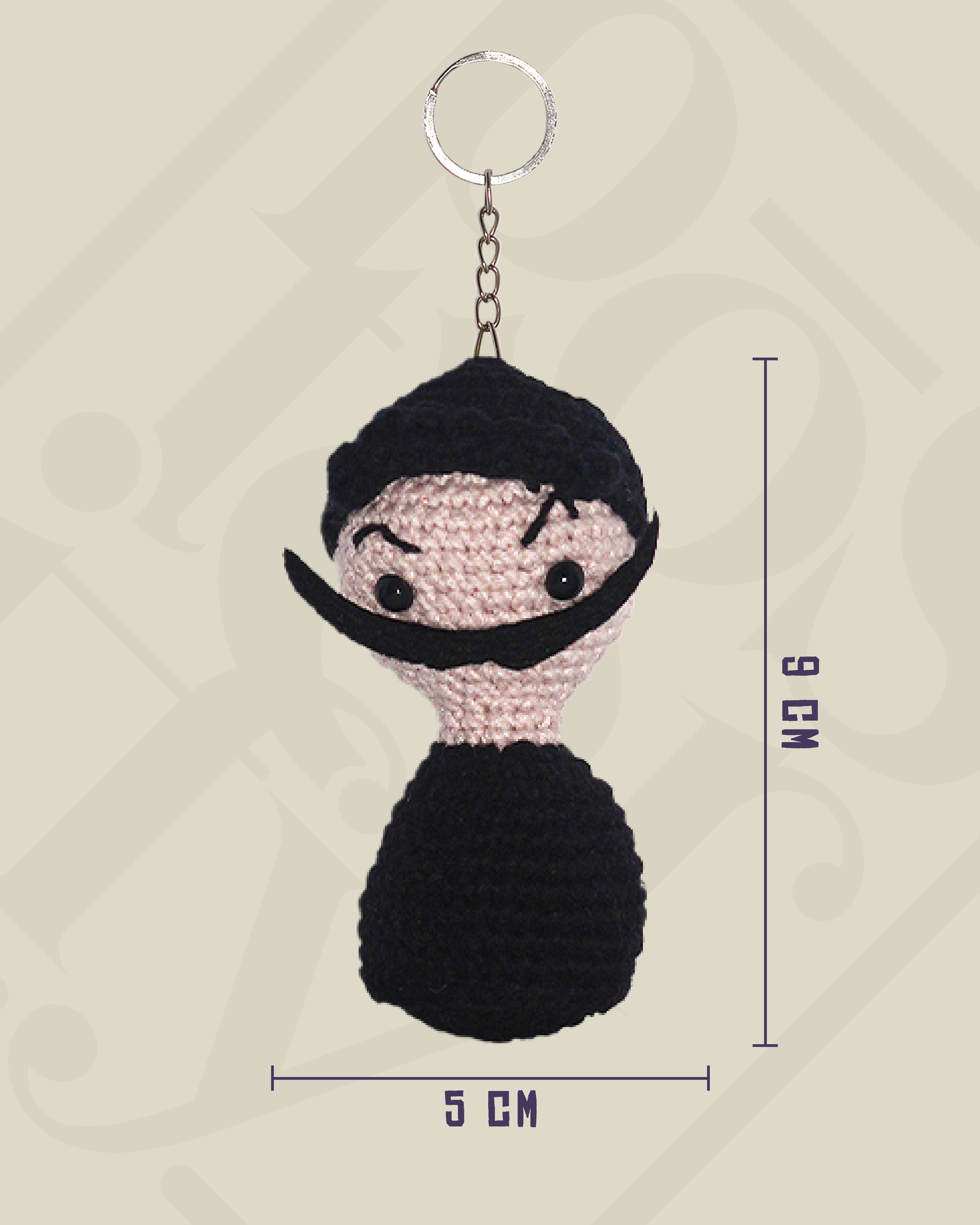 Salvador Dali Büst Amigurumi Anahtarlık 9 cm - El Yapımı Sanatsal Örgü Çanta Aksesuarı