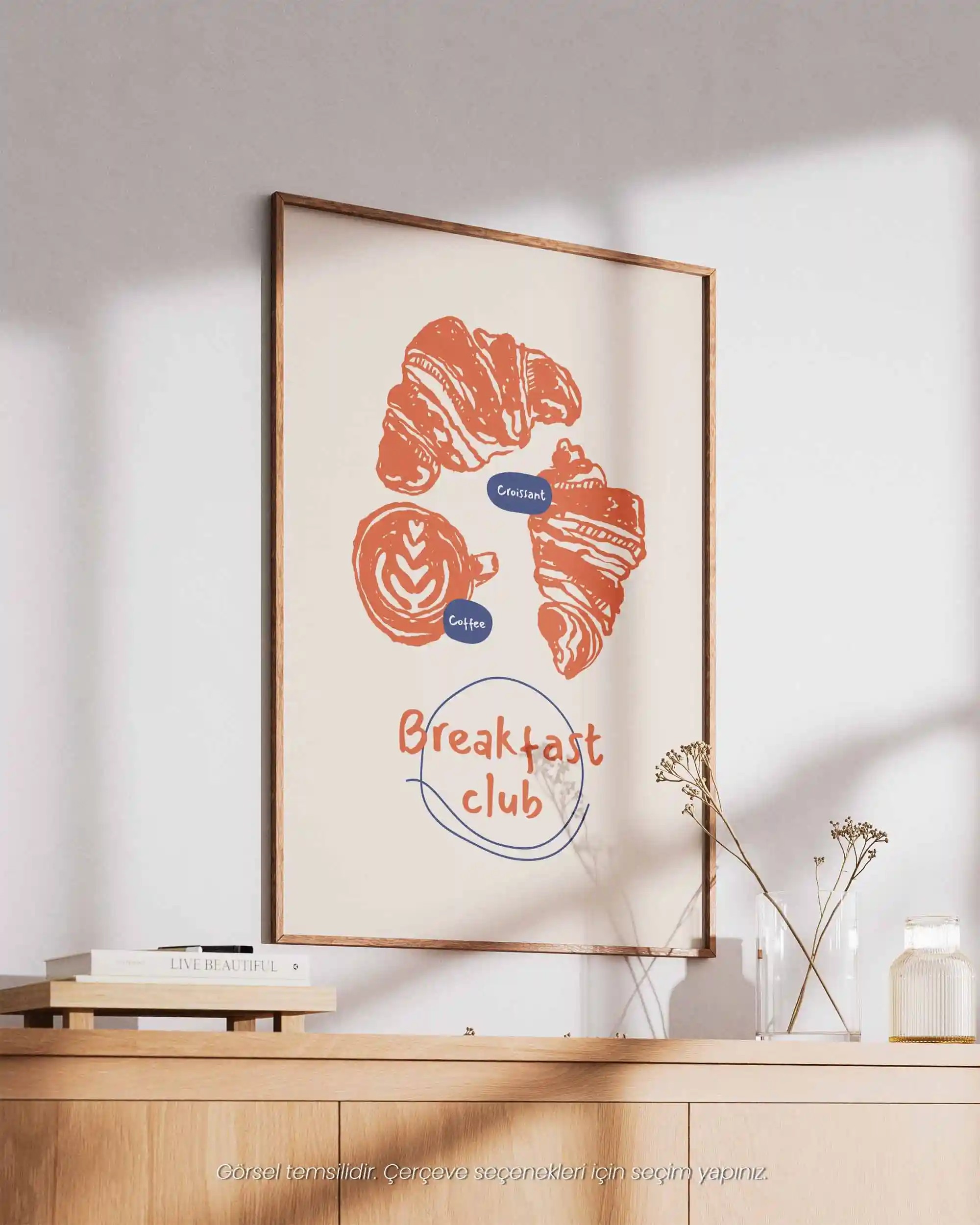 Breakfast Club – Minimal Kahve & Kruvasan Poster