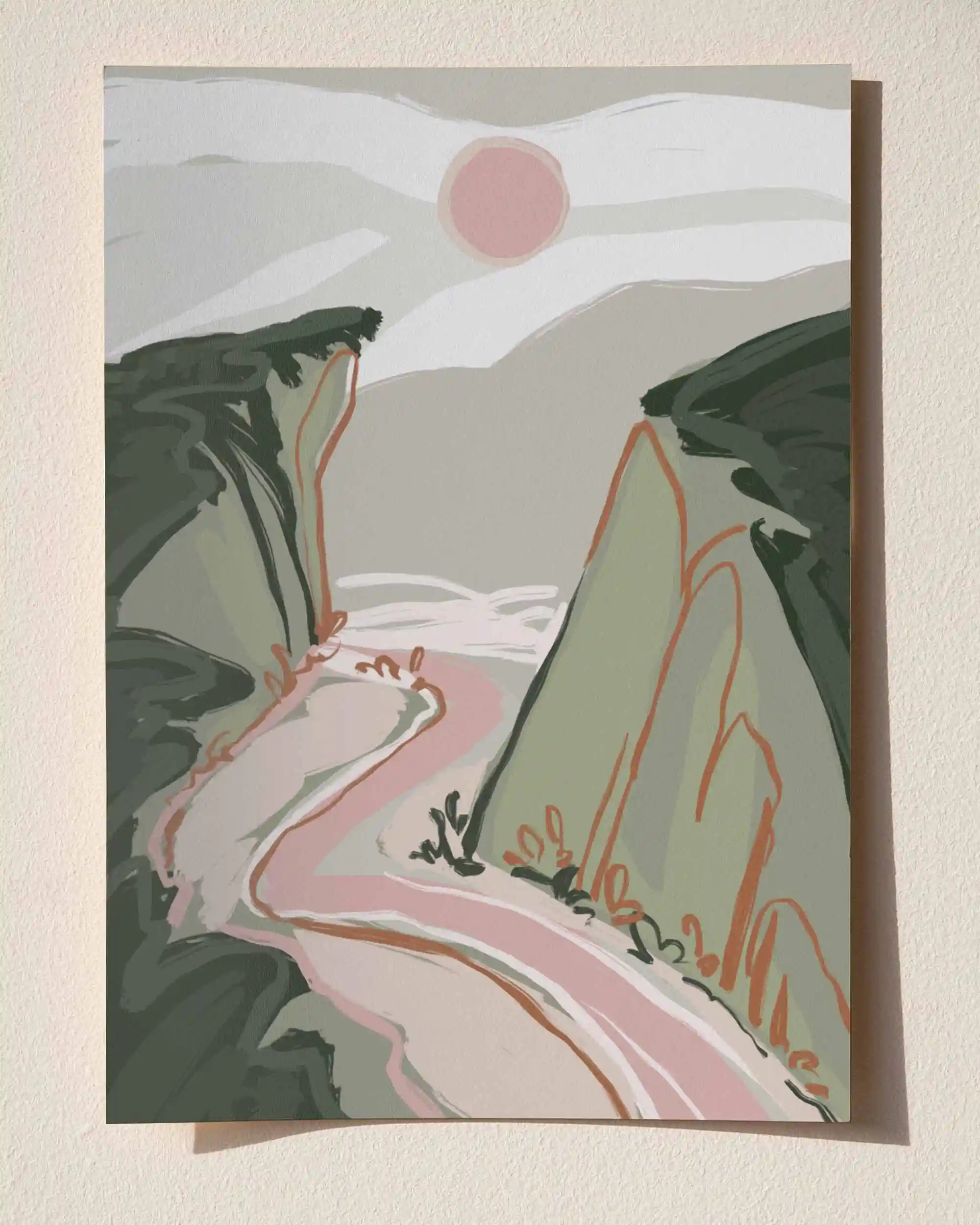 Kanyon Yolu – Flat İllüstrasyon Manzara Doğa Temalı Poster