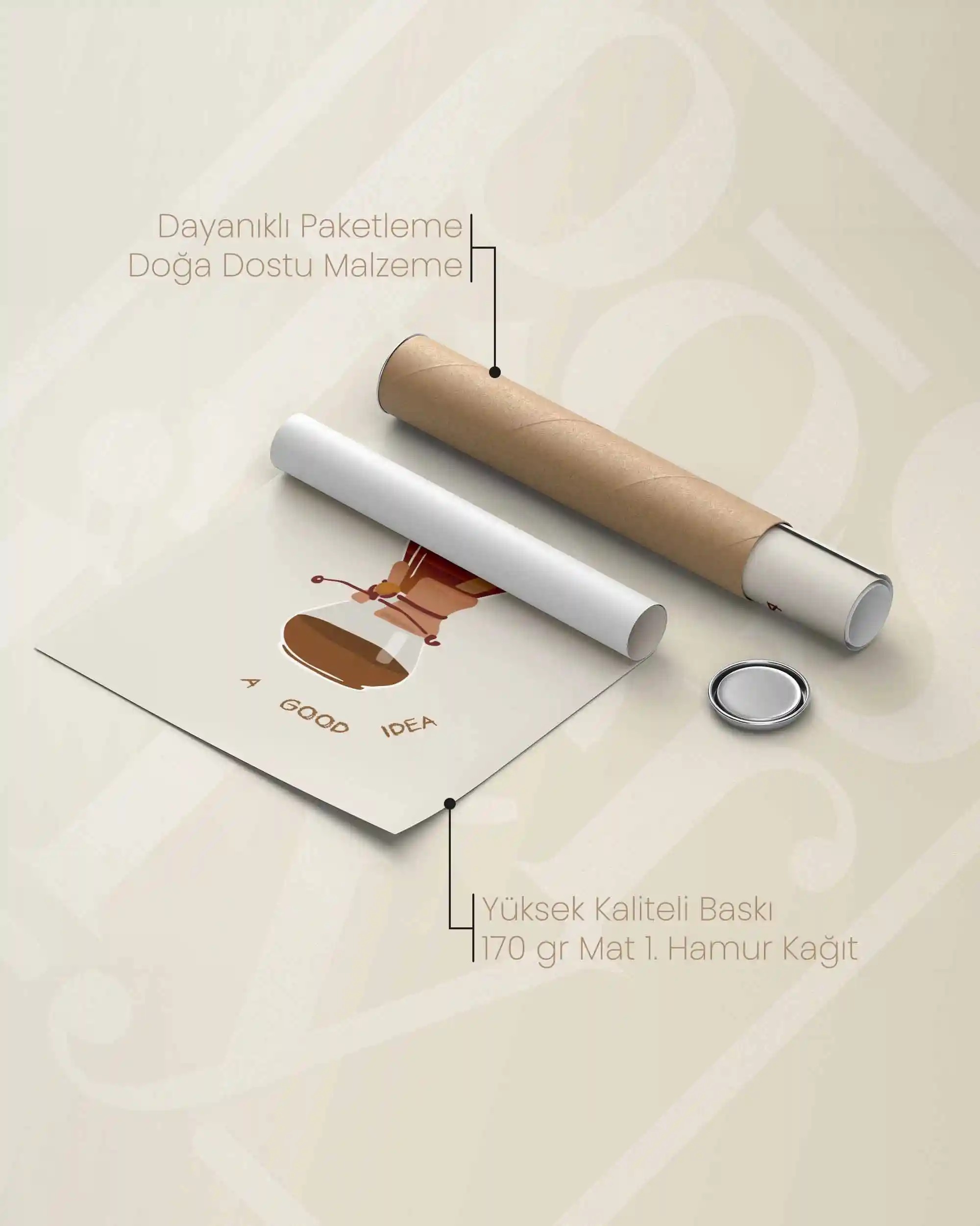 Coffee Is Always A Good Idea – Mutfak İçin İllüstrasyon & Modern V60 Kahve Poster