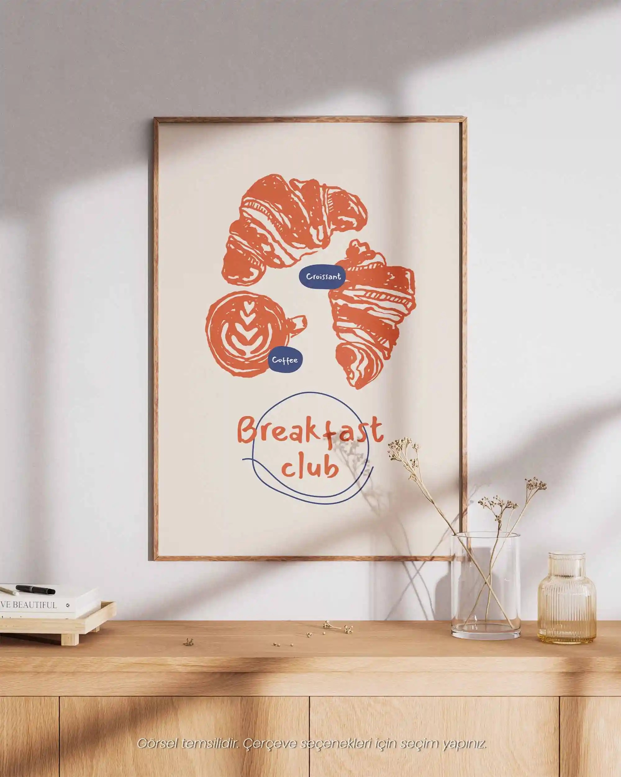 Breakfast Club – Minimal Kahve & Kruvasan Poster