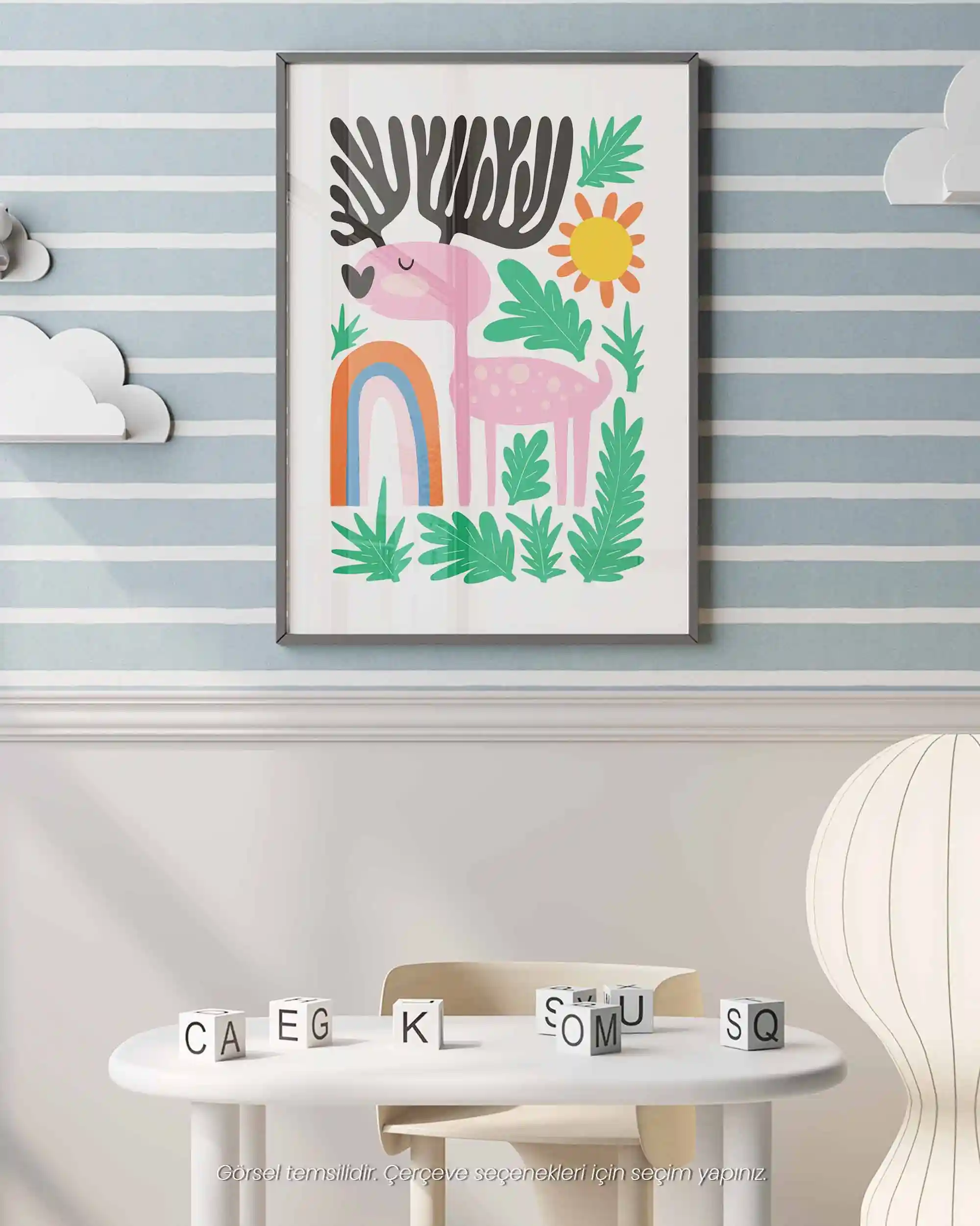 Geyik - Minimal ve Sevimli Çocuk Odası Poster