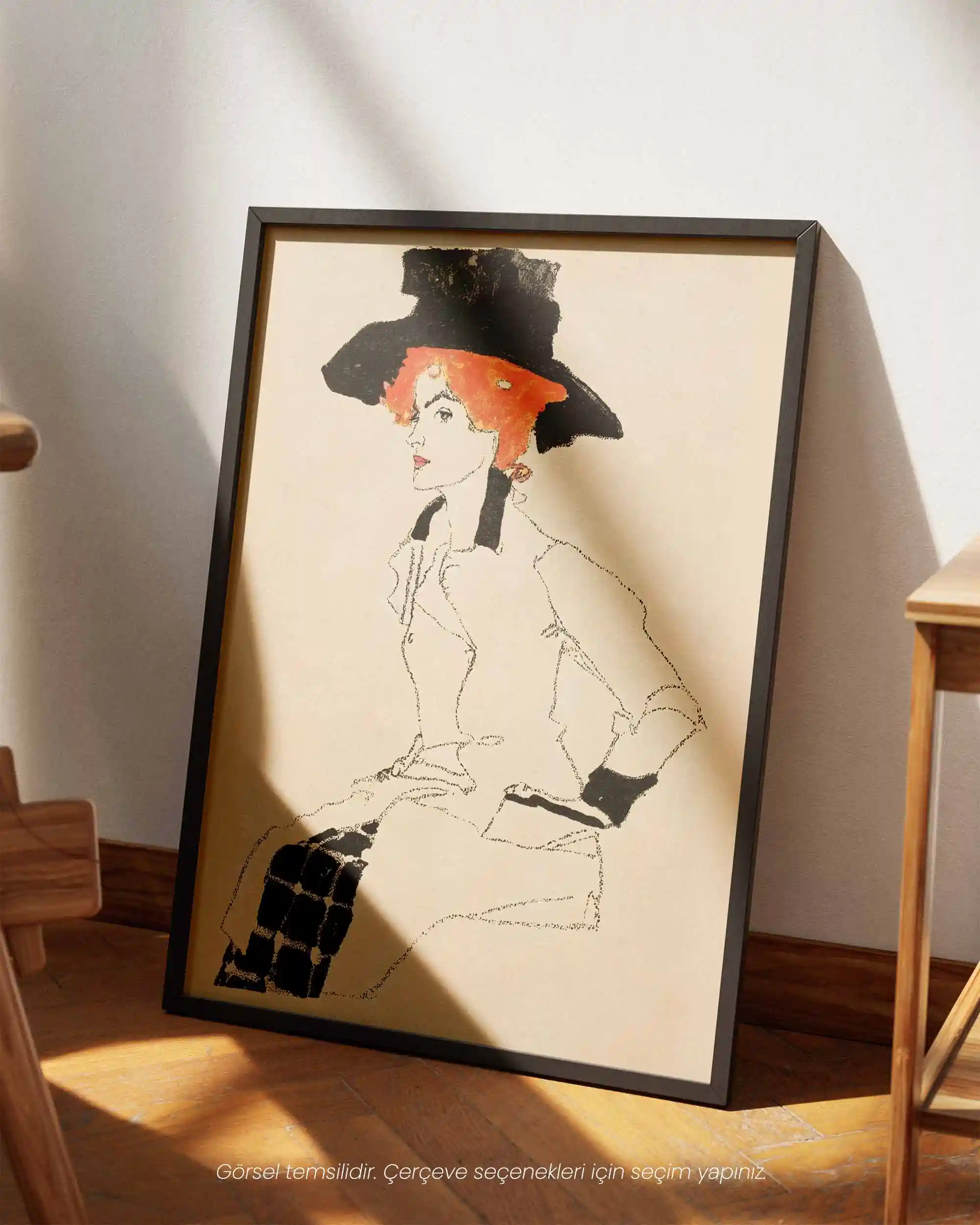 Egon Schiele - Kadın Portresi (1910) Eskiz Sanat Tarihi Poster