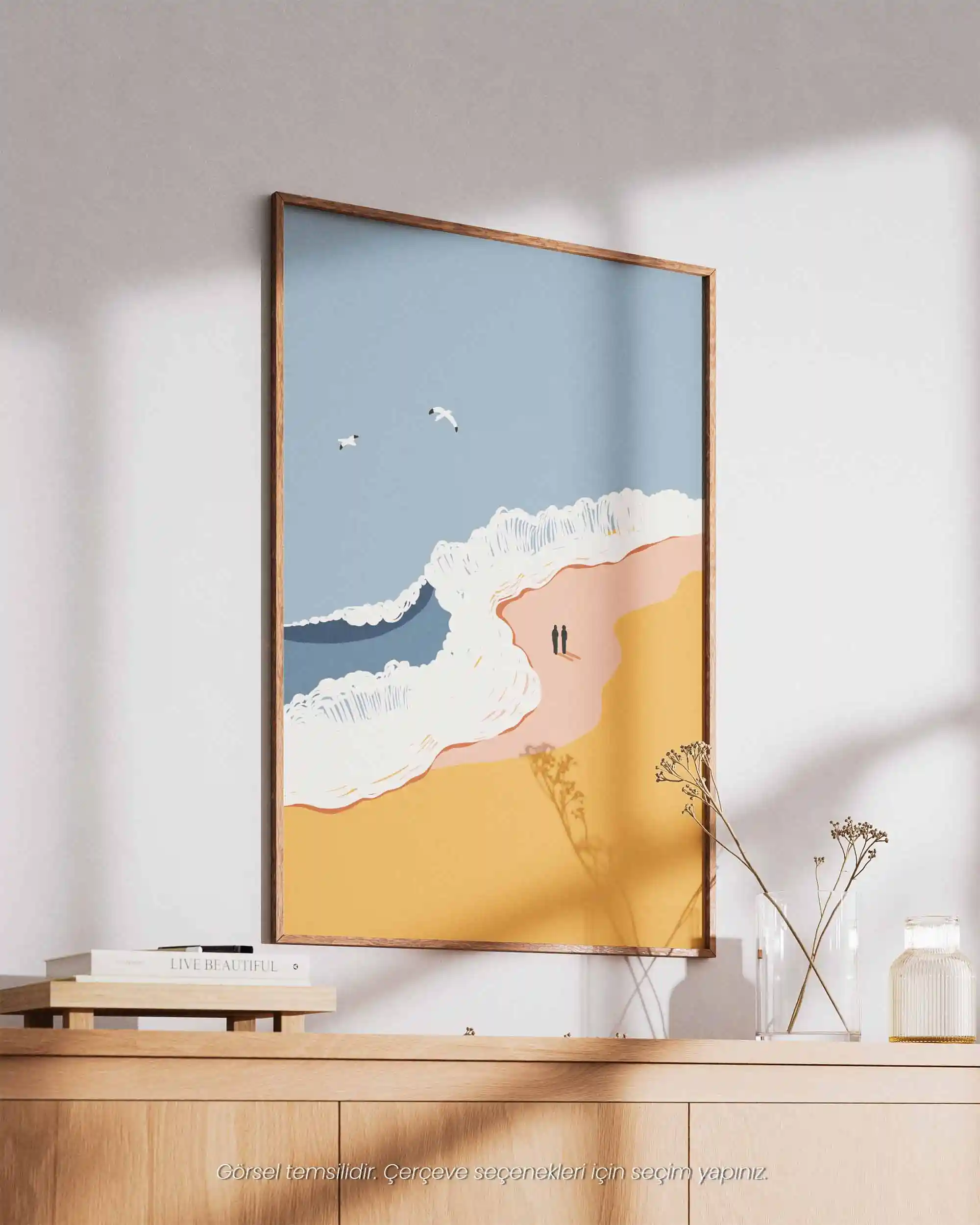İki Adım Kıyı - Minimal Sahil & Deniz Manzara Poster