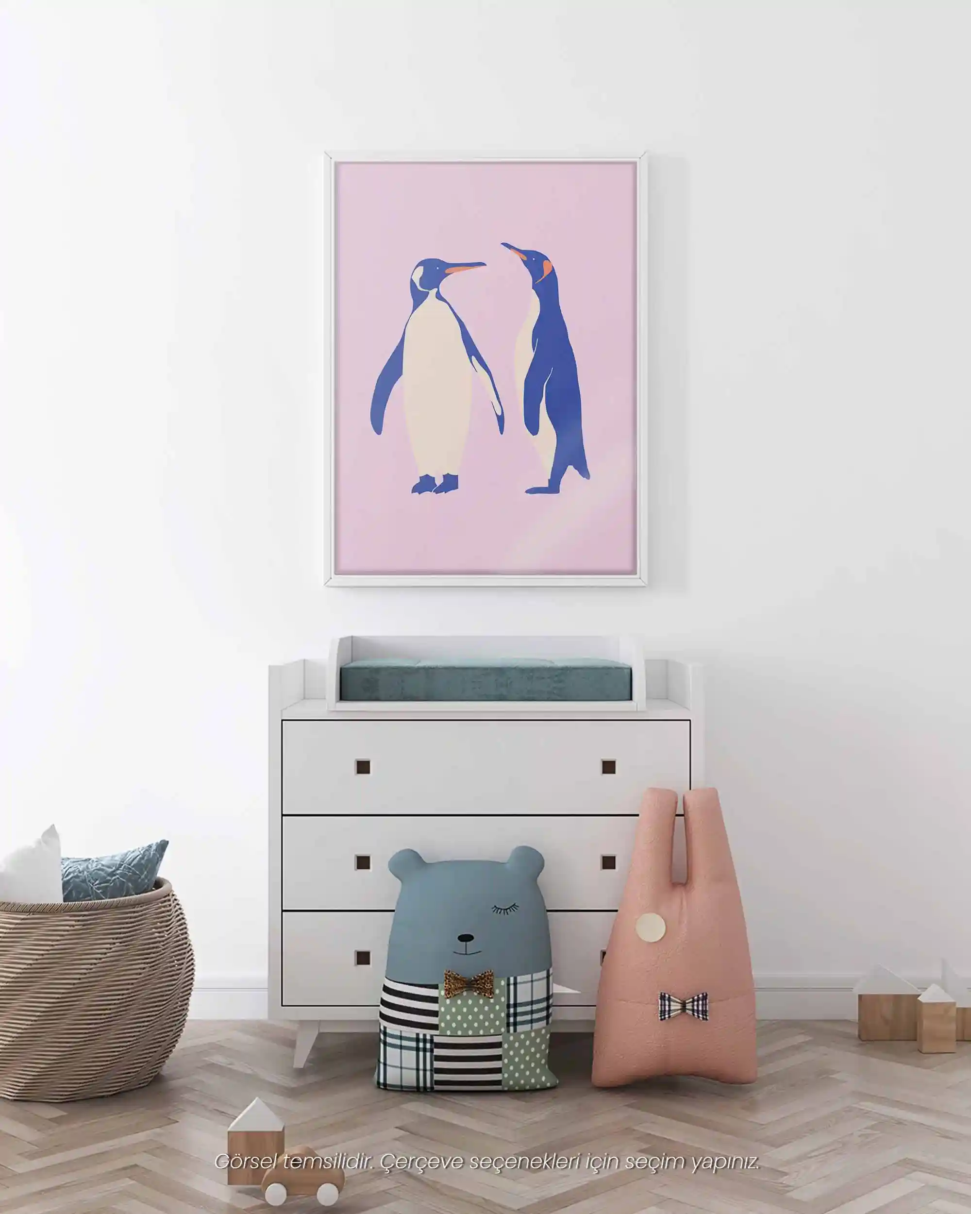 Penguenler - Minimal ve Sevimli Çocuk Odası Poster
