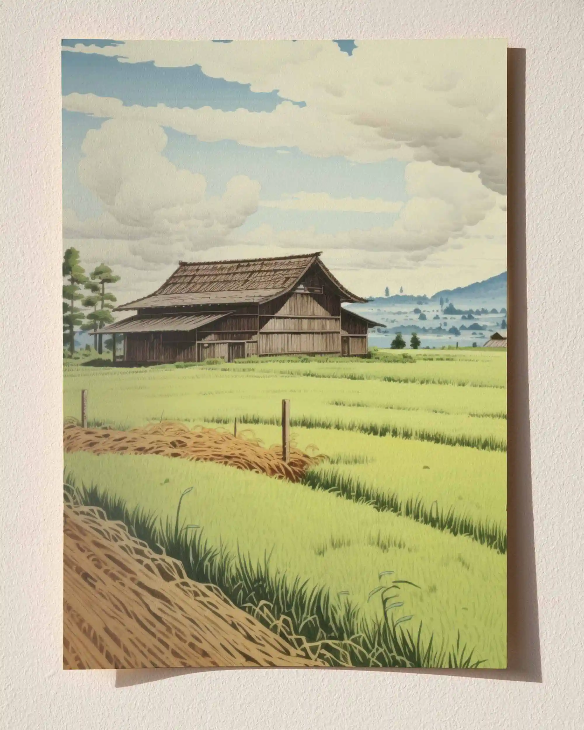Pirinç Mevsimi - Japon Kırsalı Pastoral Manzara Doğa Poster