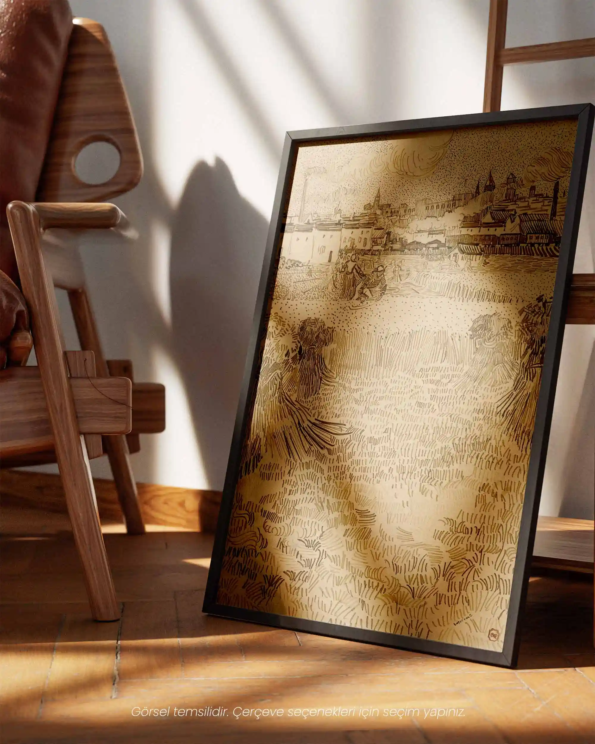 Van Gogh - Arles: Buğday Tarlasından Bir Görüntü (1888) Eskiz Sanat Tarihi Poster