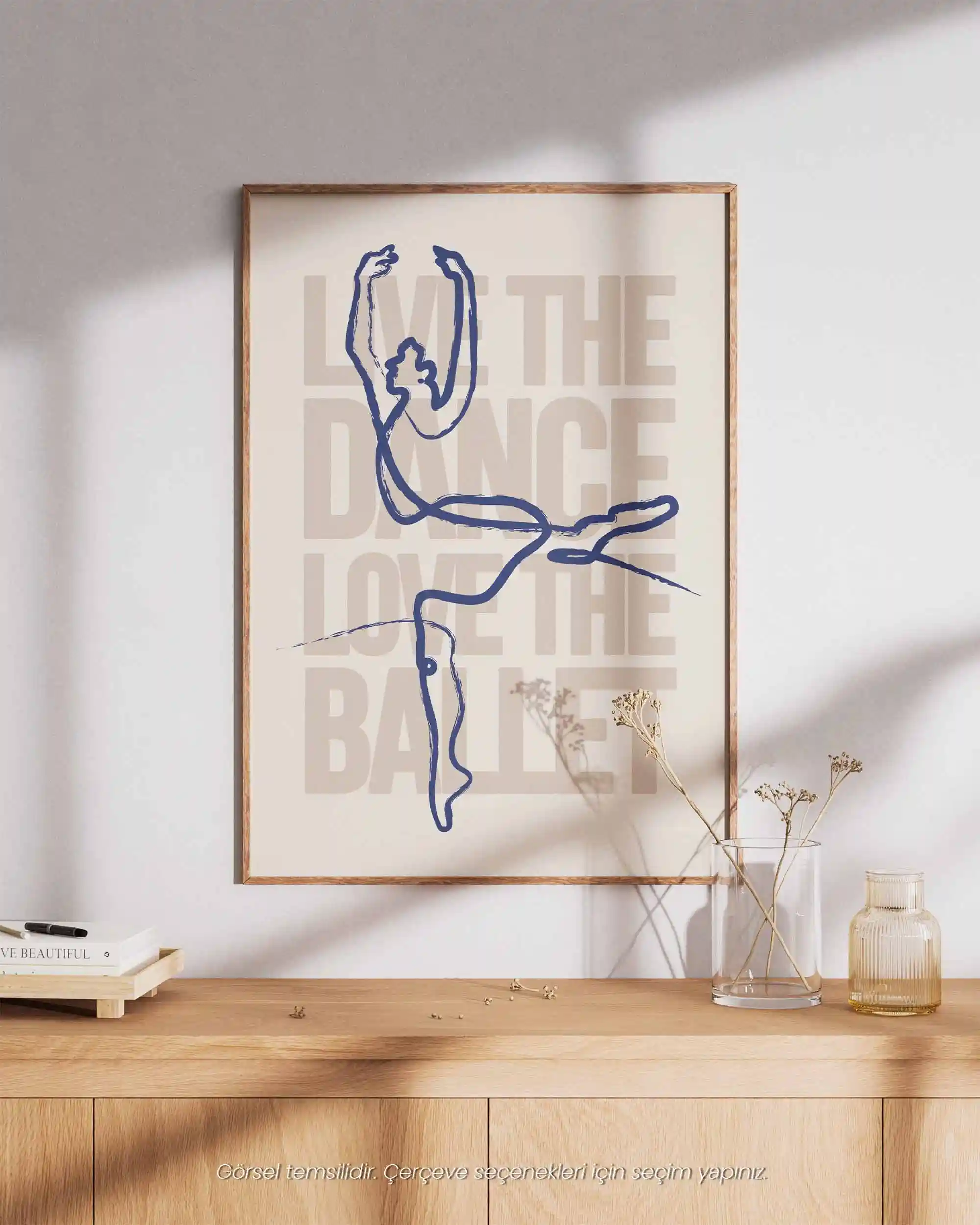 Live the Dance, Love the Ballet - Minimal Line Art & Tipografi Poster