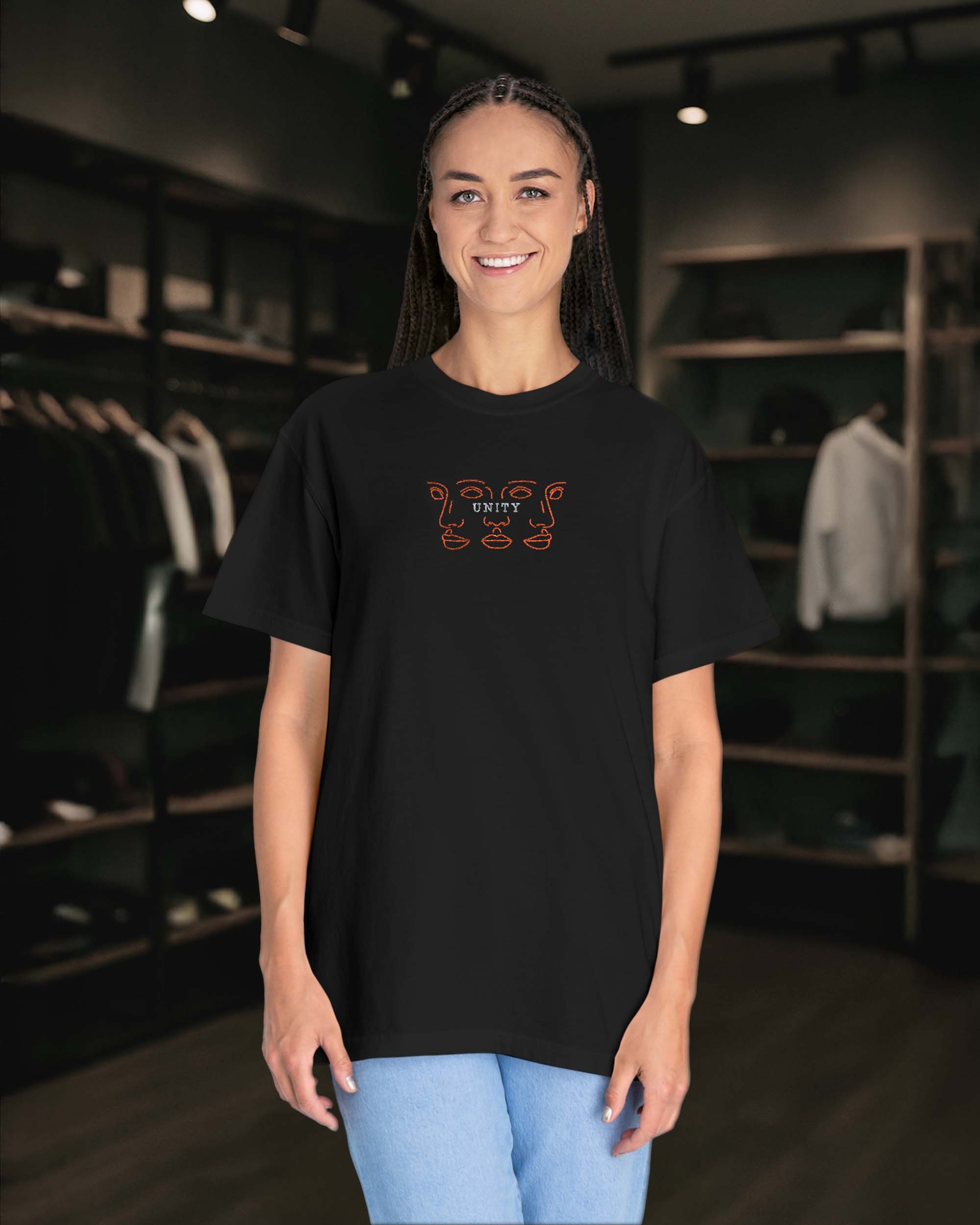 UNITY – Abstract Emotions Koleksiyonu Unisex Siyah Tişört – %100 Pamuk Regular Fit