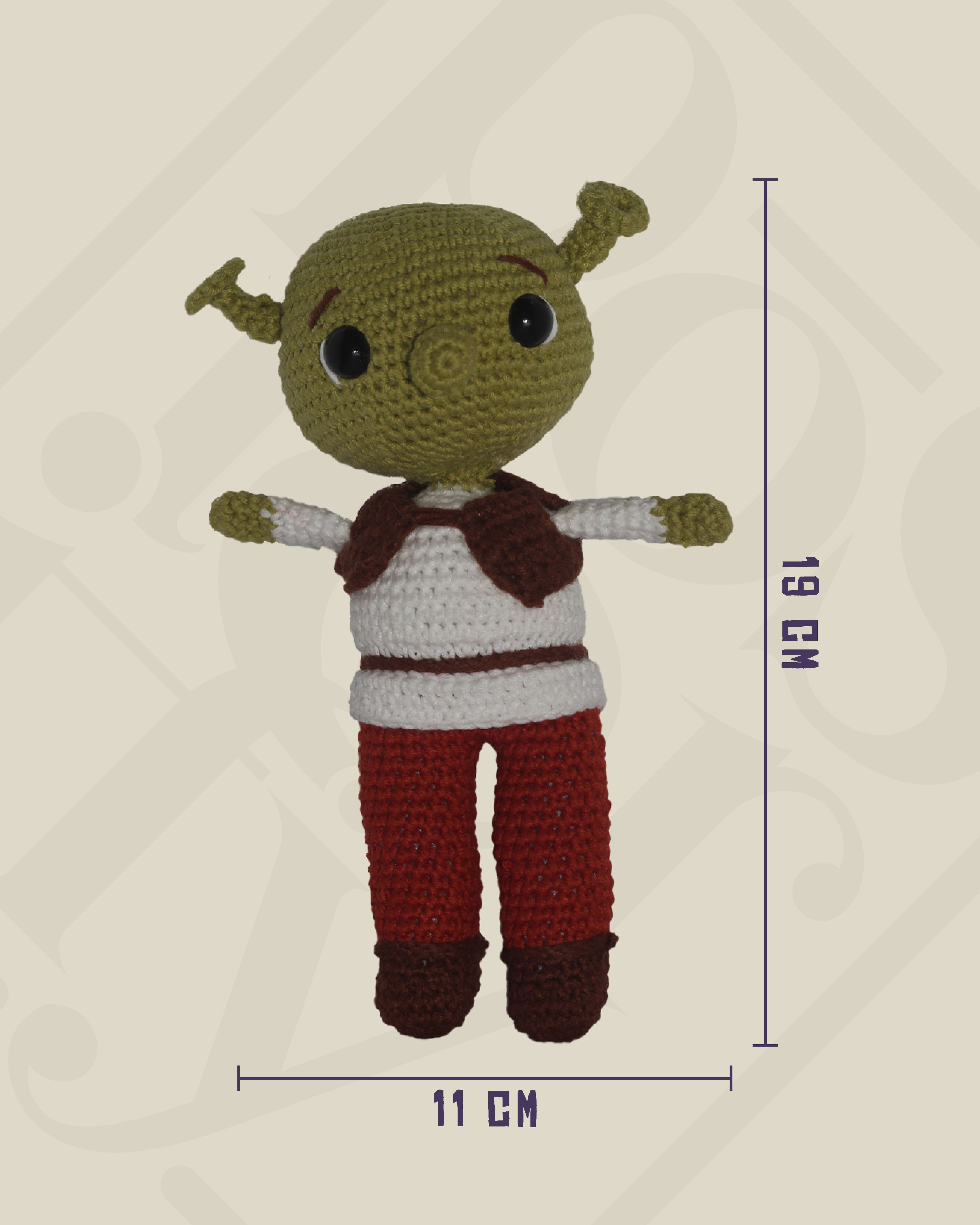 Shrek Amigurumi Bebek 19 cm - El Yapımı Örgü Oyuncak