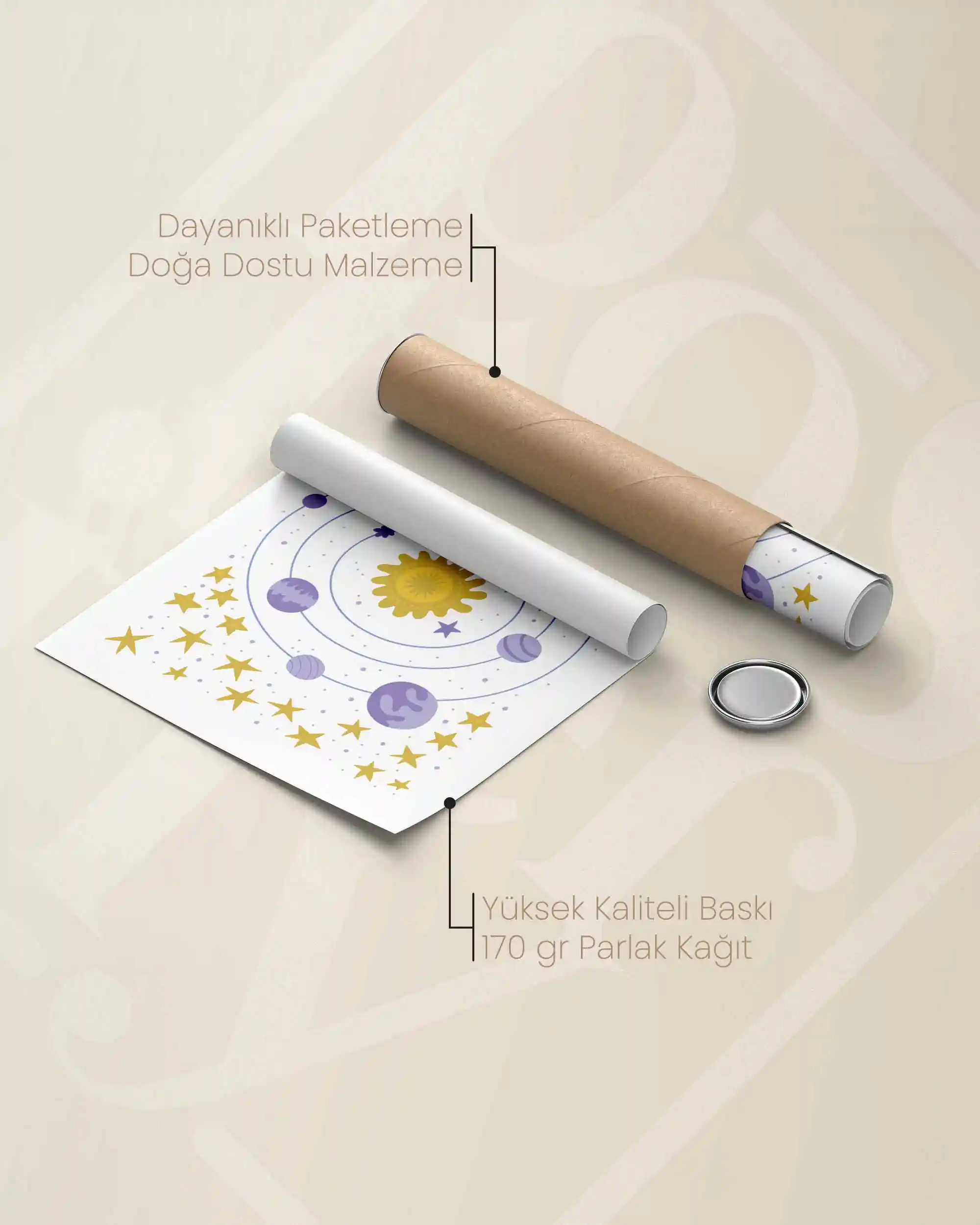 Güneş Sistemi - Çocuk Odası İçin Eğitici Modern Poster
