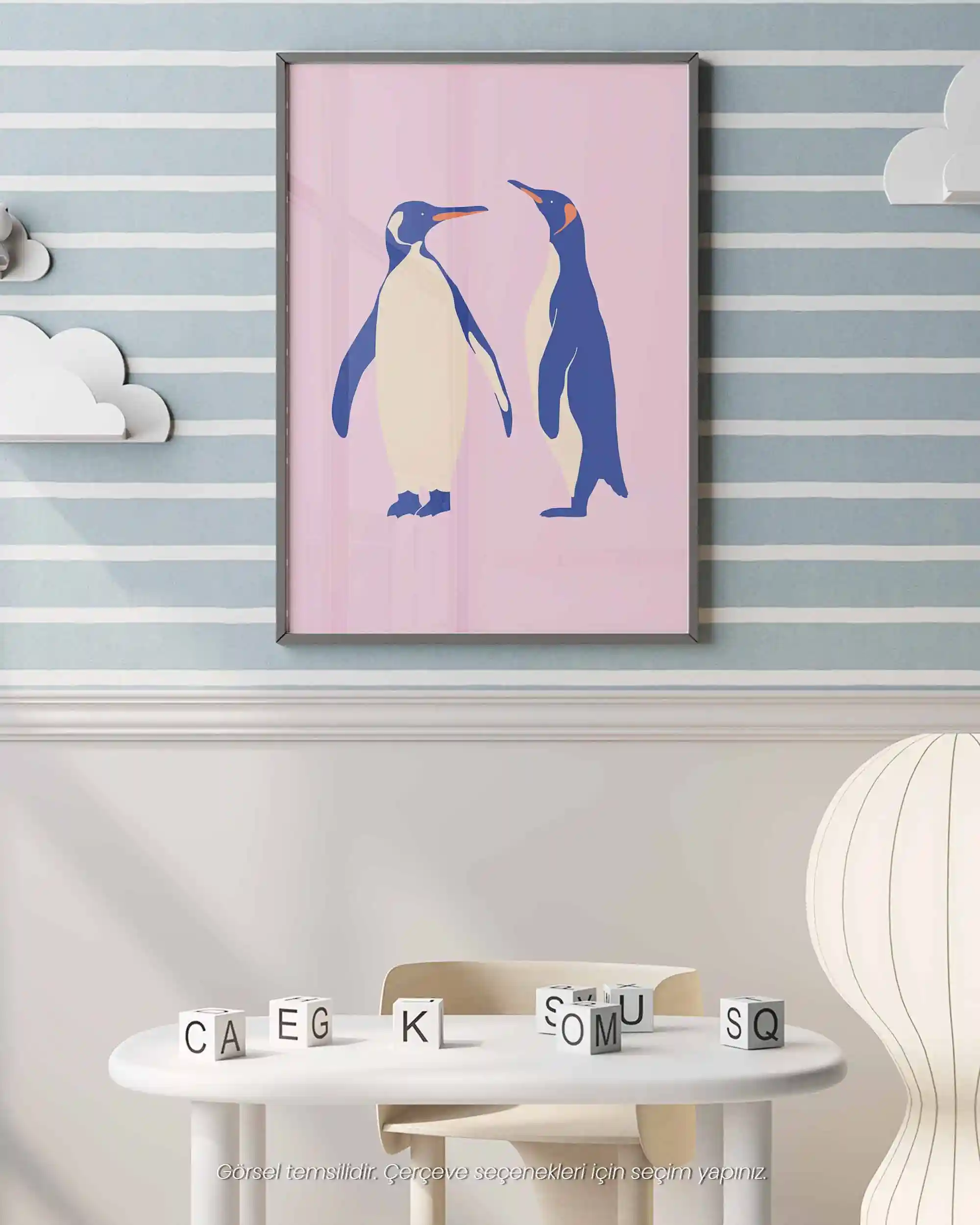 Penguenler - Minimal ve Sevimli Çocuk Odası Poster