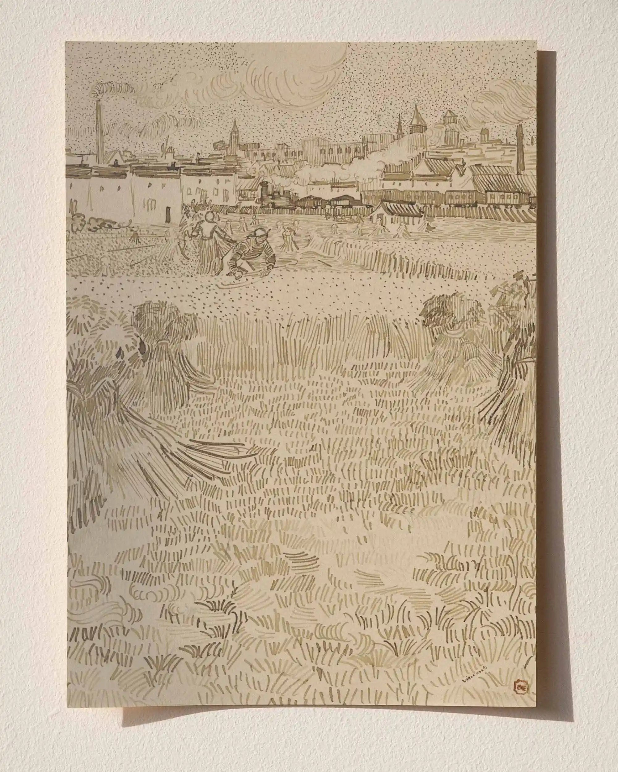 Van Gogh - Arles: Buğday Tarlasından Bir Görüntü (1888) Eskiz Sanat Tarihi Poster