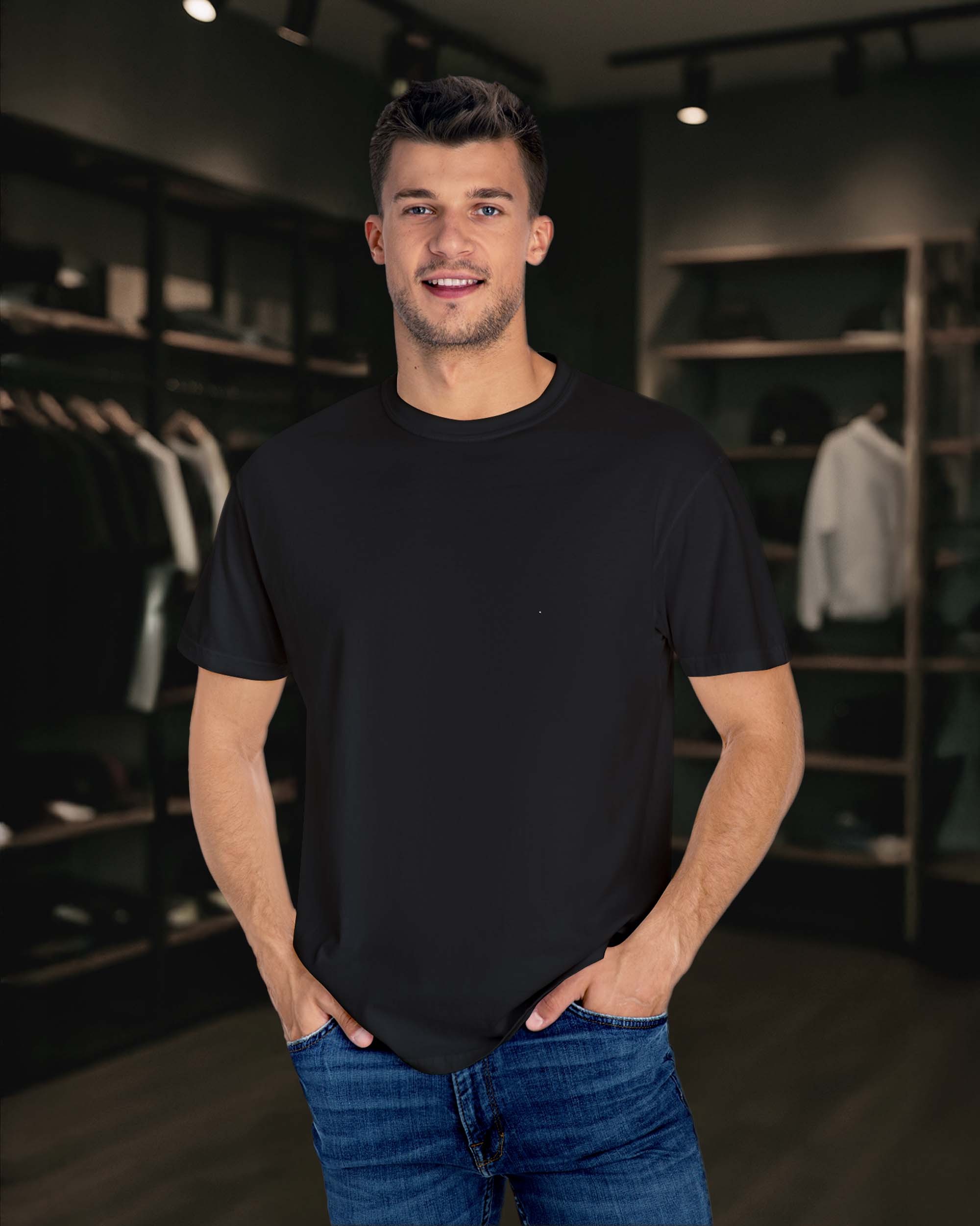 Basic Regular Fit Düz Unisex Tişört – %100 Pamuklu - Siyah