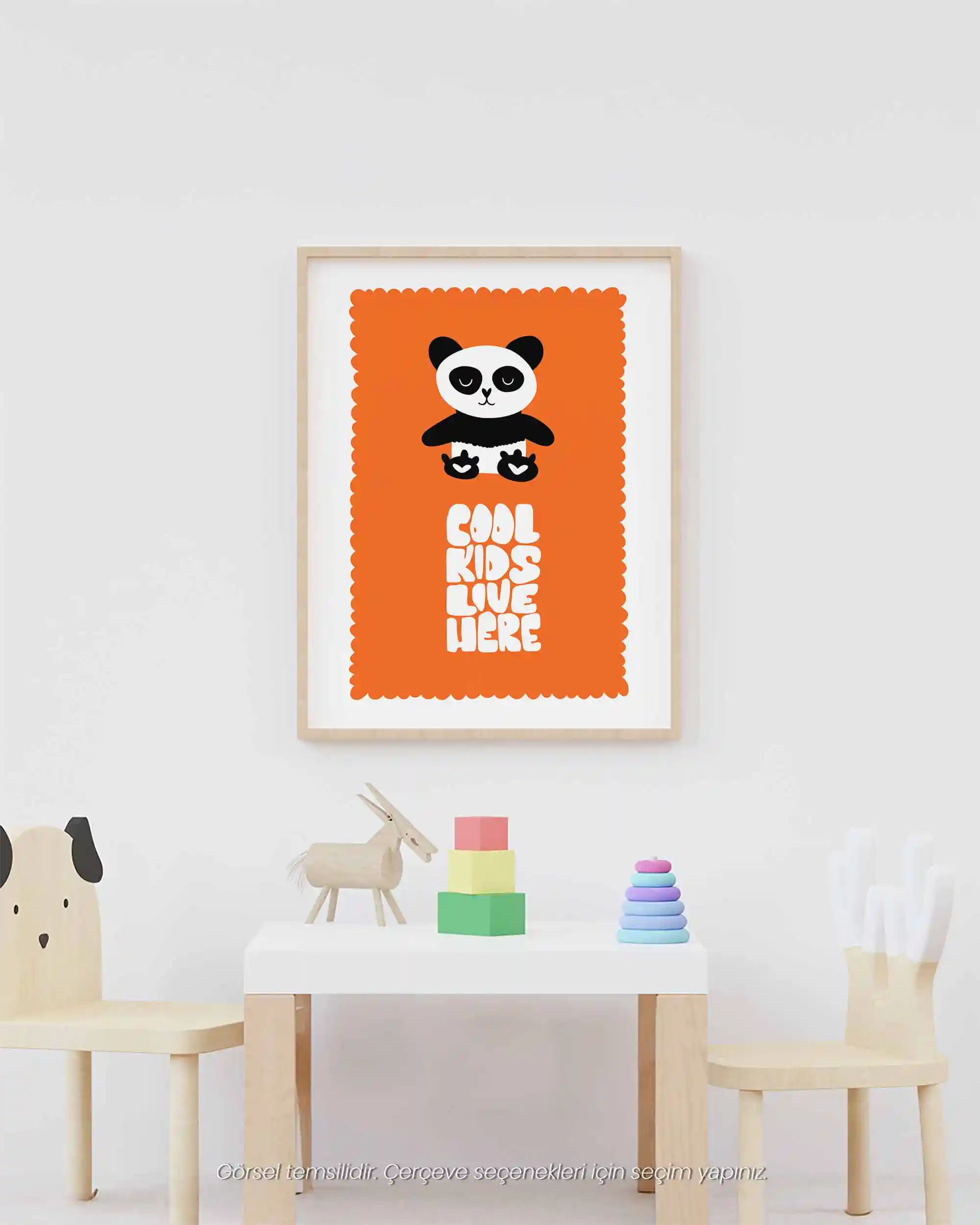 Havalı Çocuklar Bu Odada Yaşar - Renkli Cool Panda Çocuk Odası Poster