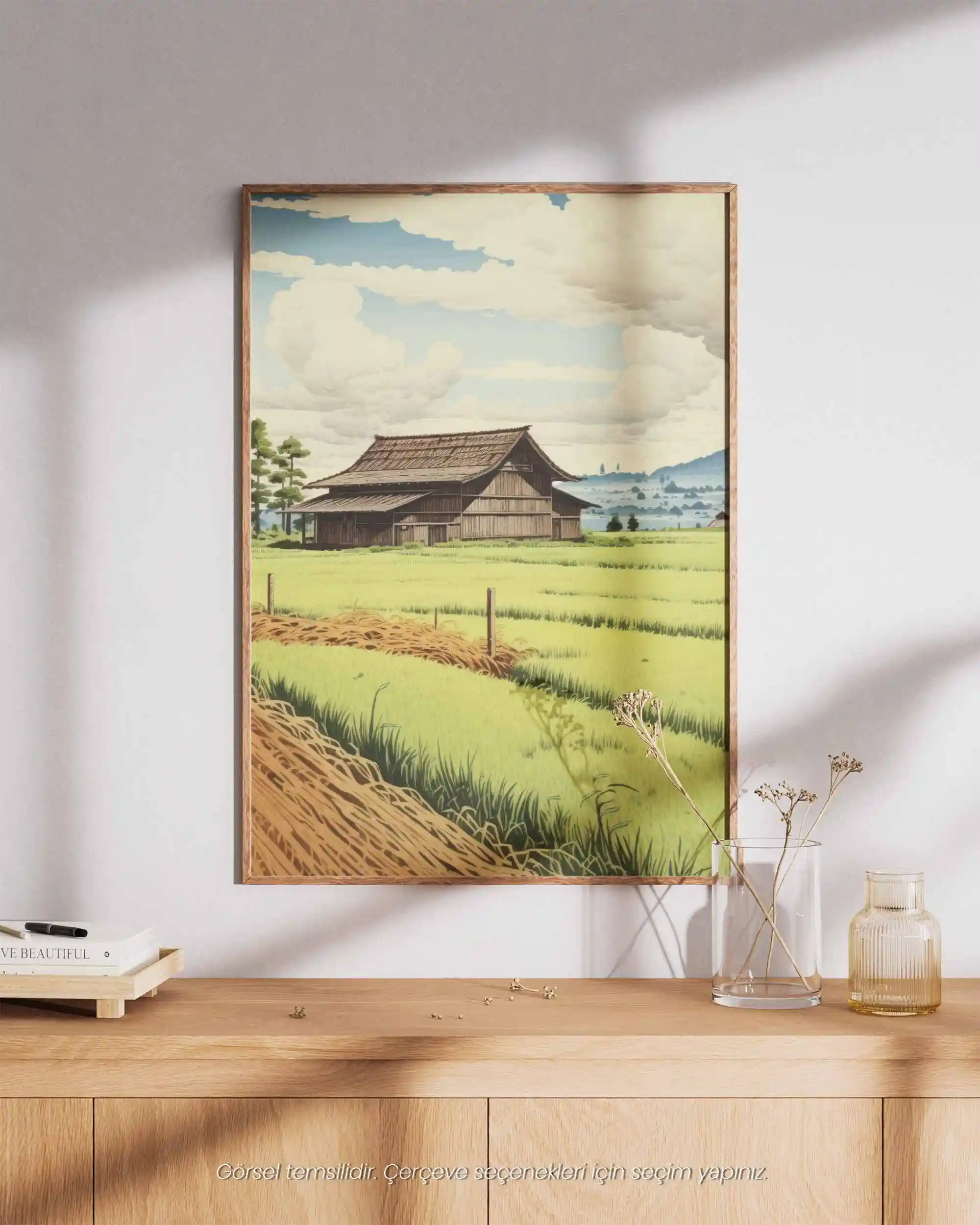 Pirinç Mevsimi - Japon Kırsalı Pastoral Manzara Doğa Poster