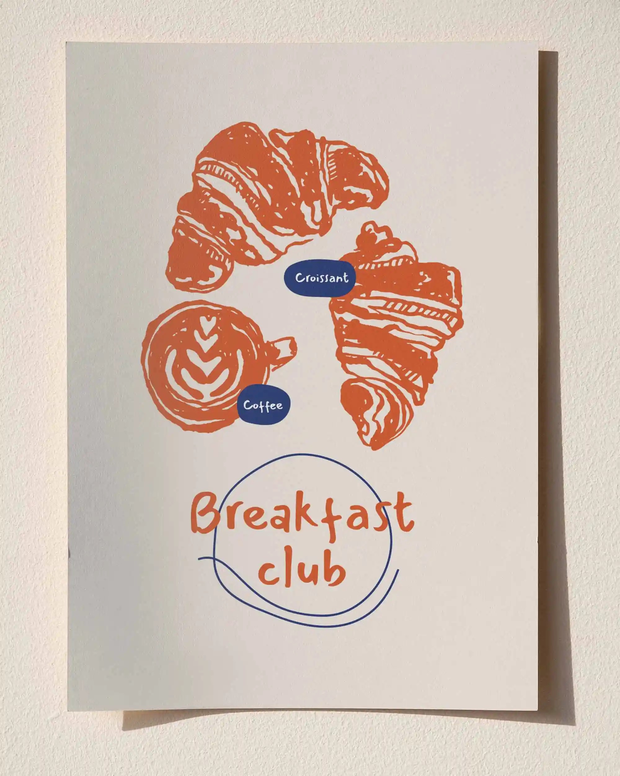 Breakfast Club – Minimal Kahve & Kruvasan Poster