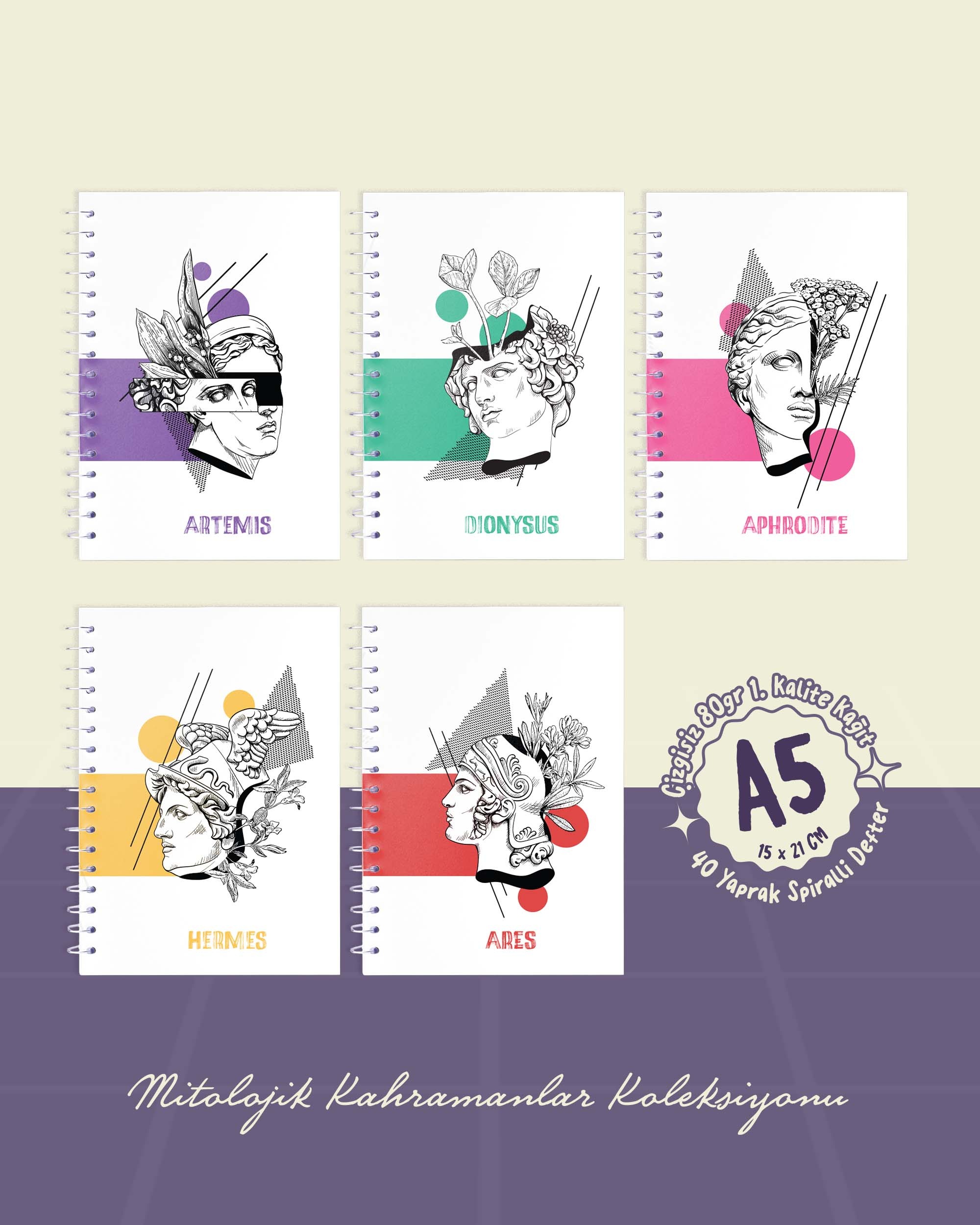 Kendi 5’li Defter Setini Oluştur - A5 Spiralli Defterlerden Özgürce Seçim Yap - 15x21 cm