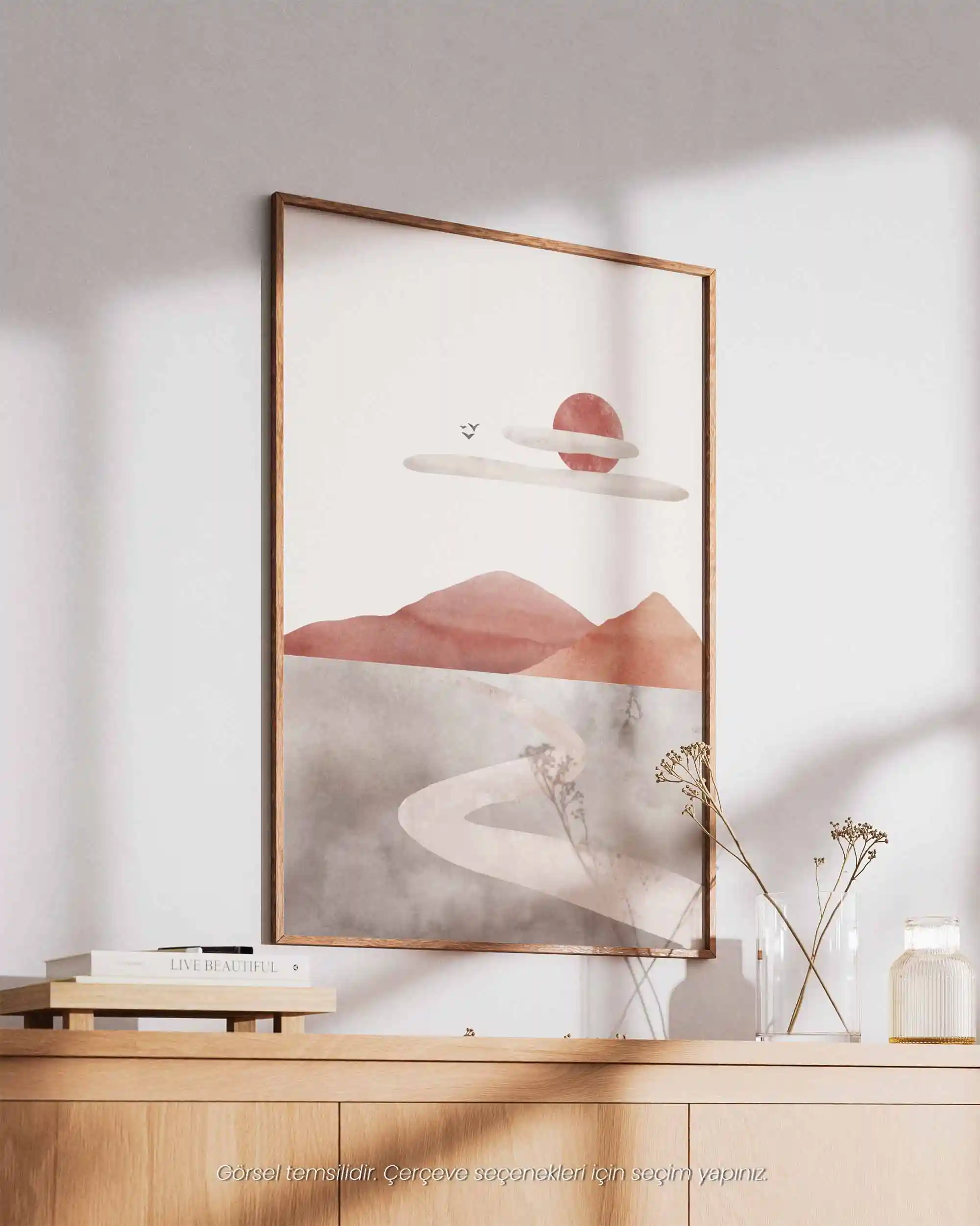 Sessiz Yol – Minimal Sulu Boya Manzara Doğa Temalı Poster