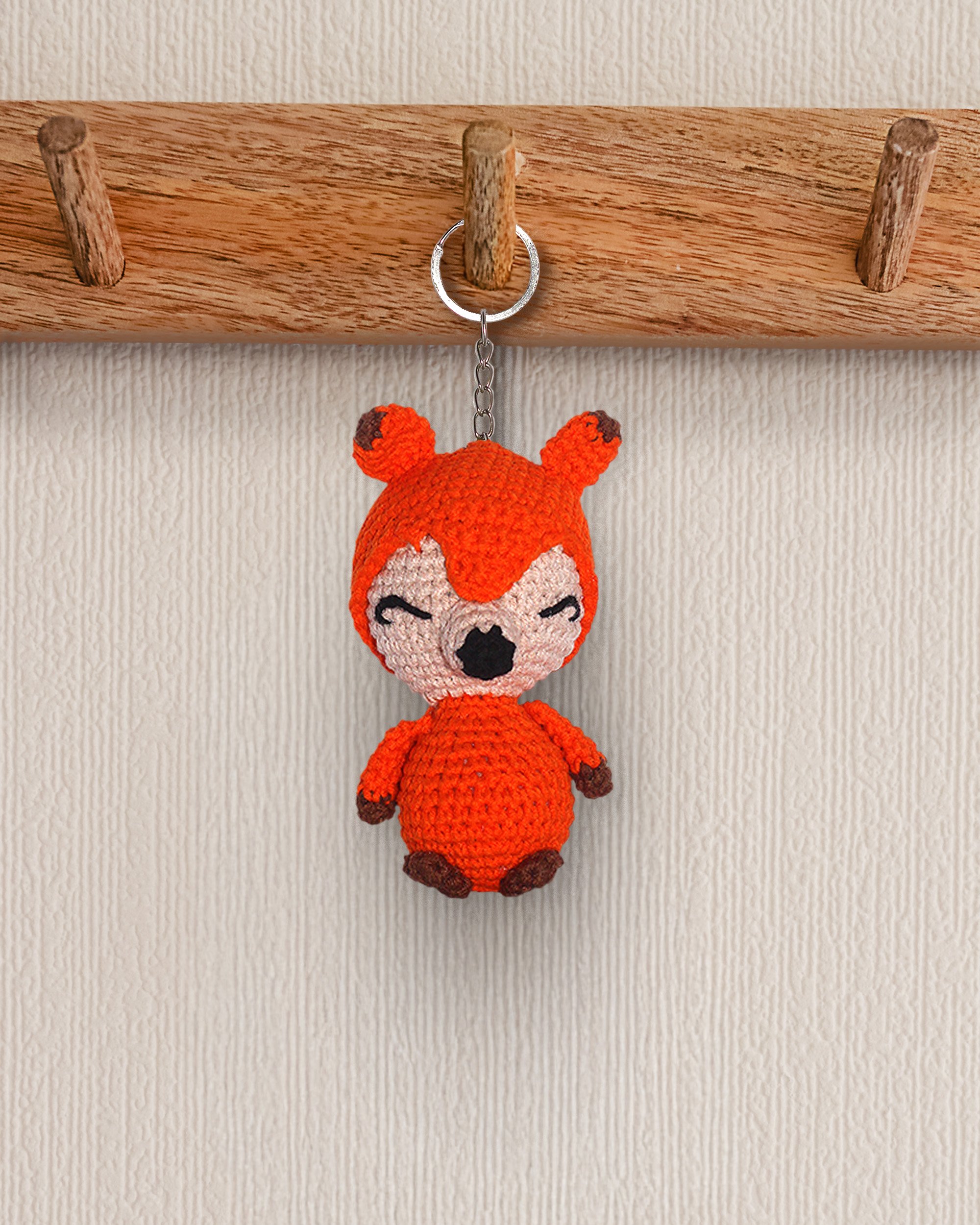 Küçük Prens Tilki Amigurumi Anahtarlık 12 cm - El Yapımı Sanatsal Örgü Çanta Aksesuarı