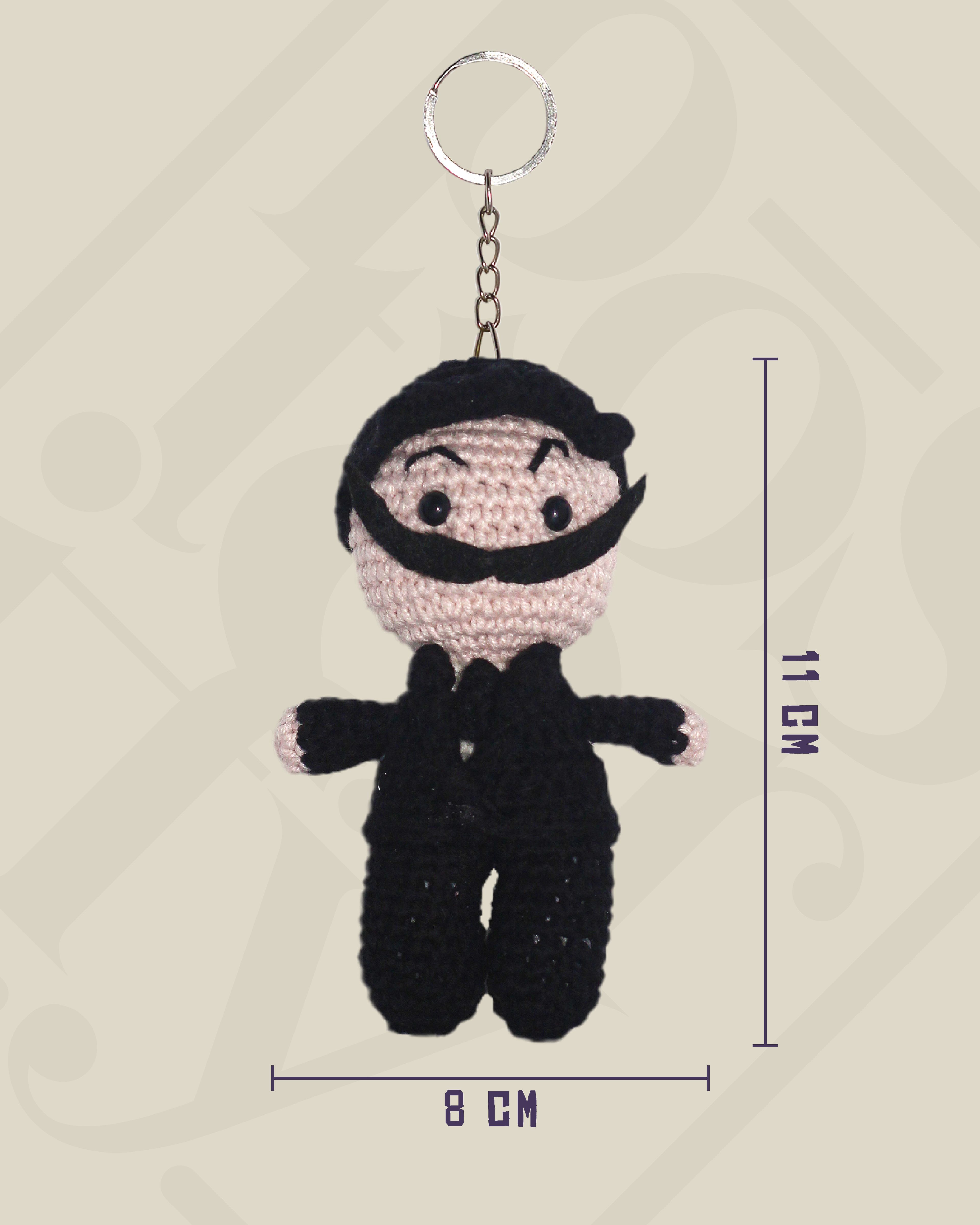 Salvador Dali Amigurumi Anahtarlık 11 cm - El Yapımı Sanatsal Örgü Çanta Aksesuarı