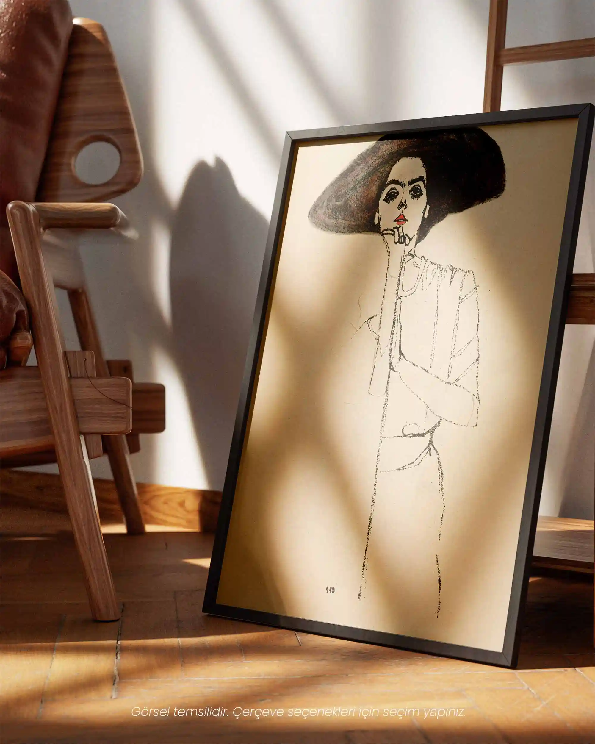 Egon Schiele - Bir Kadının Portresi (1910) Eskiz Sanat Tarihi Poster