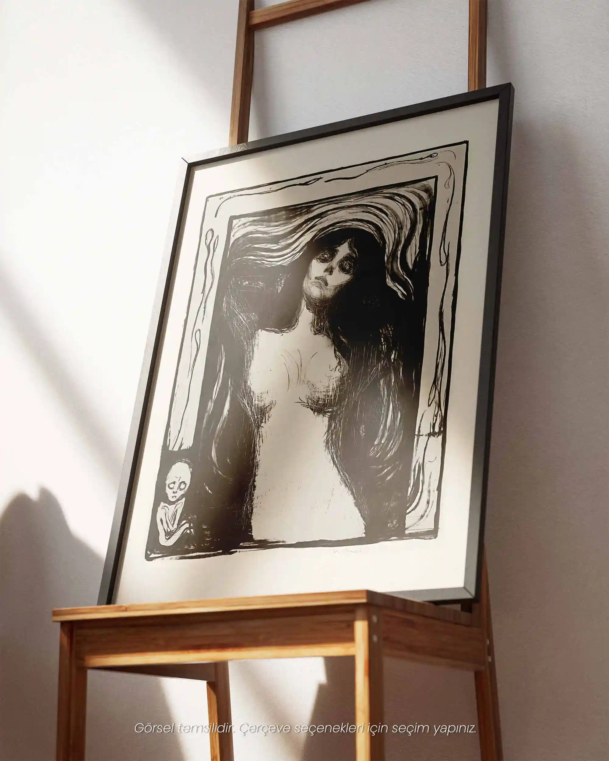 Edvard Munch - Madonna, Liebendes Weib (1895) Litografi Eskiz Sanat Tarihi Poster