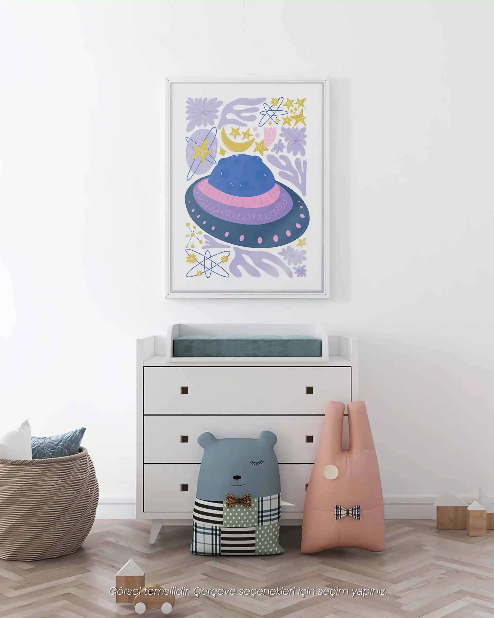 UFO & YILDIZLAR - Modern Uzay Temalı Çocuk Odası Poster