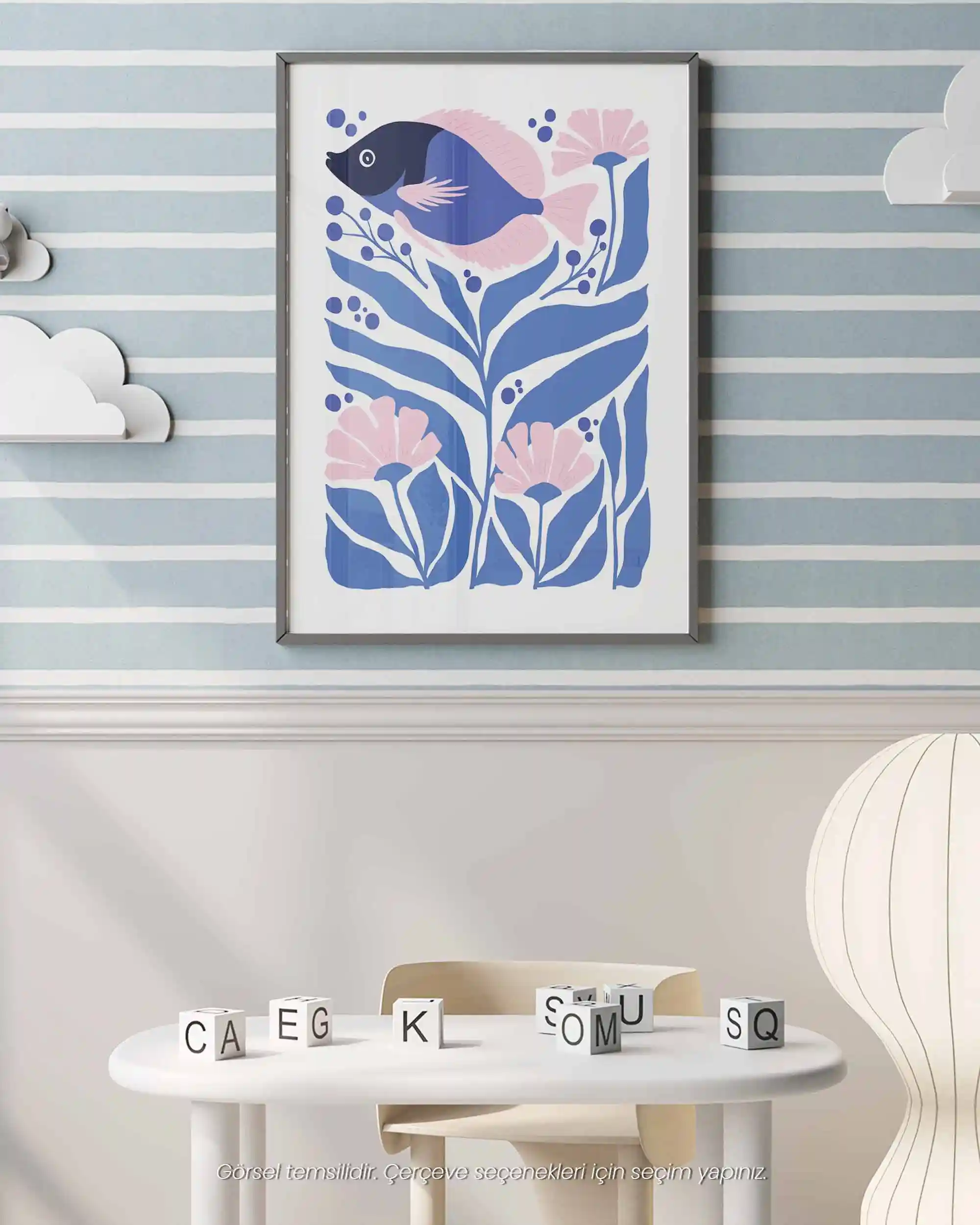 Mor Balık - Modern Deniz Temalı Çocuk Odası Poster