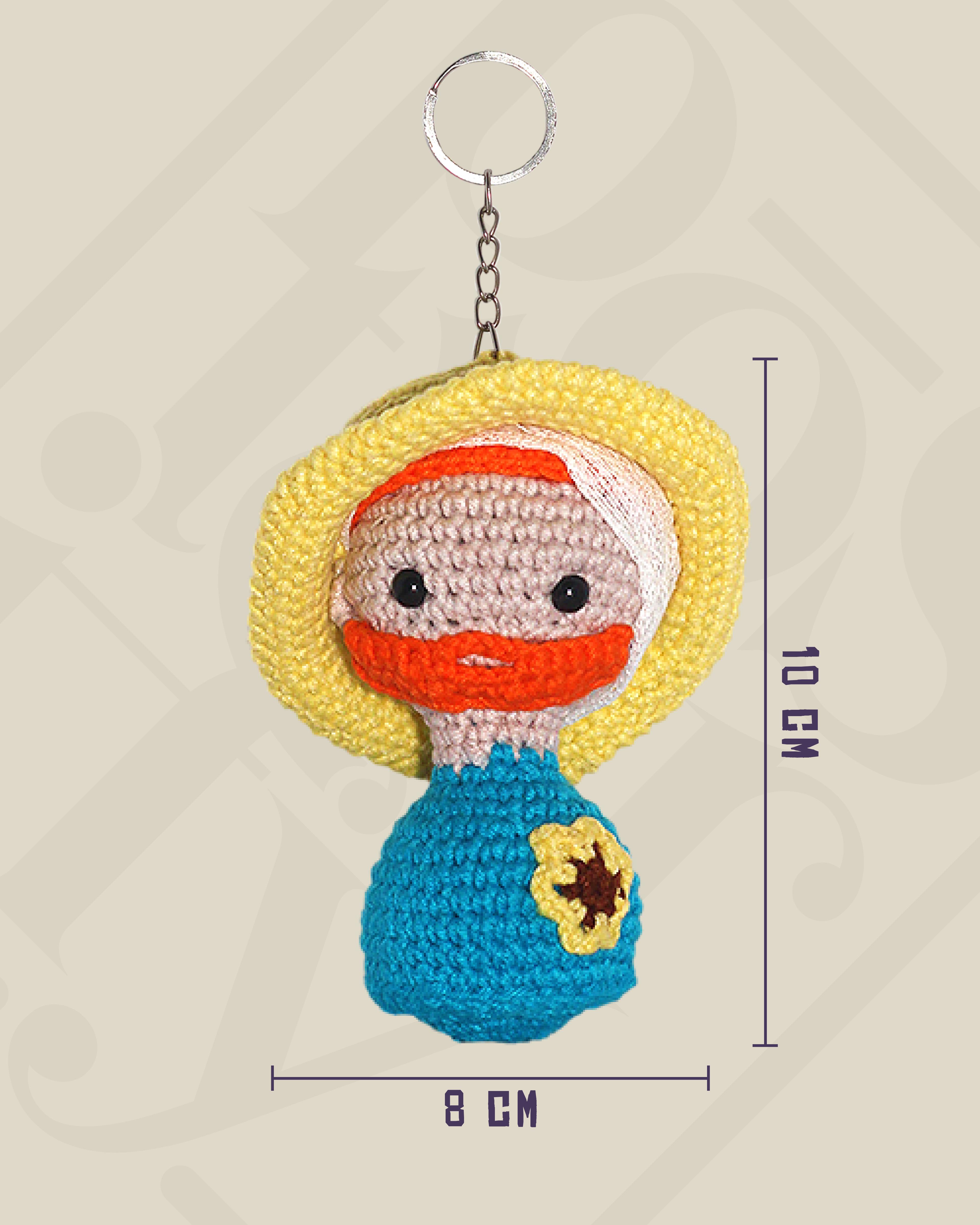 Vincent Van Gogh Büst Amigurumi Anahtarlık 10 cm - El Yapımı Sanatsal Örgü Çanta Aksesuarı