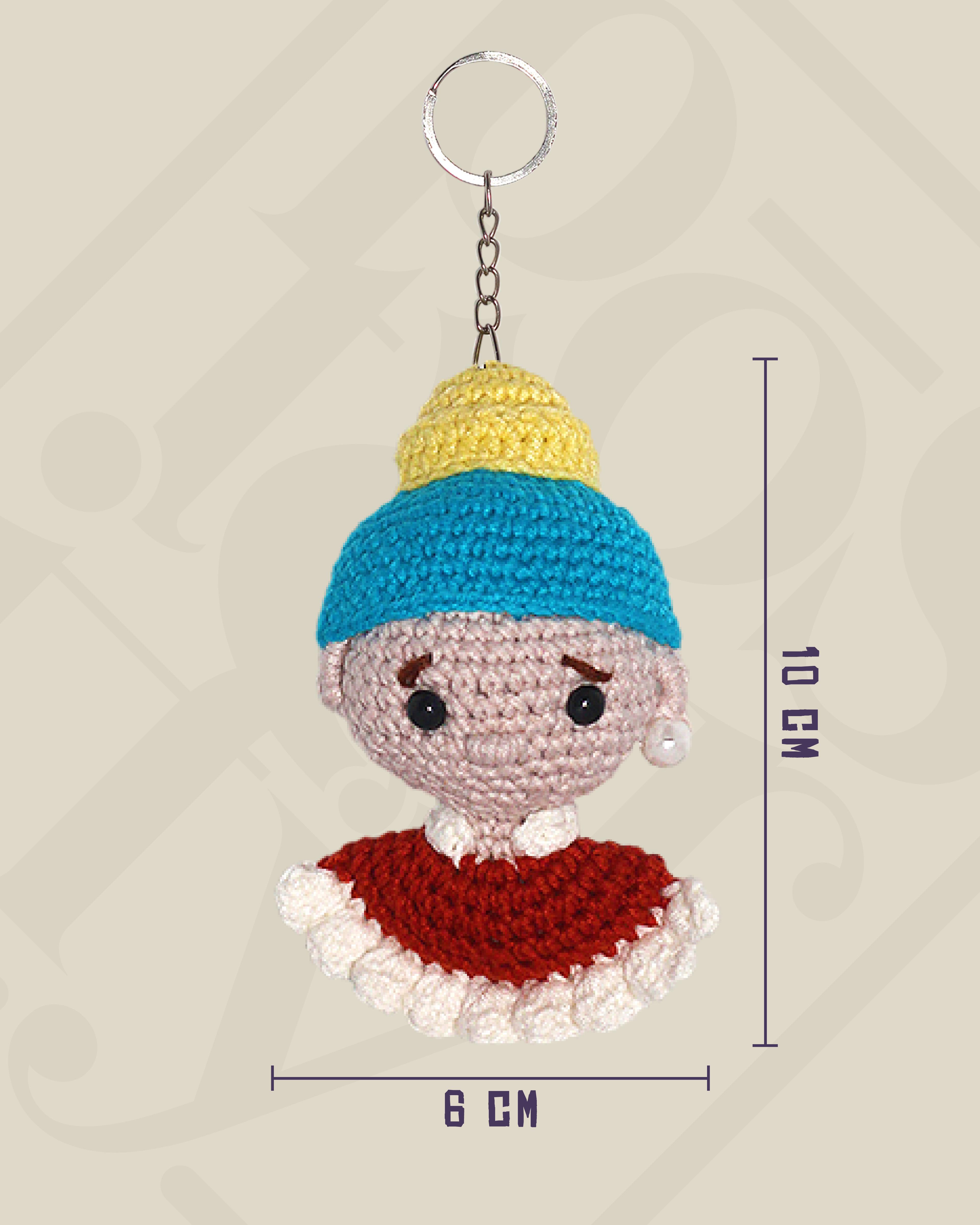 İnci Küpeli Kız Büst Amigurumi Anahtarlık 10 cm - El Yapımı Sanatsal Örgü Çanta Aksesuarı