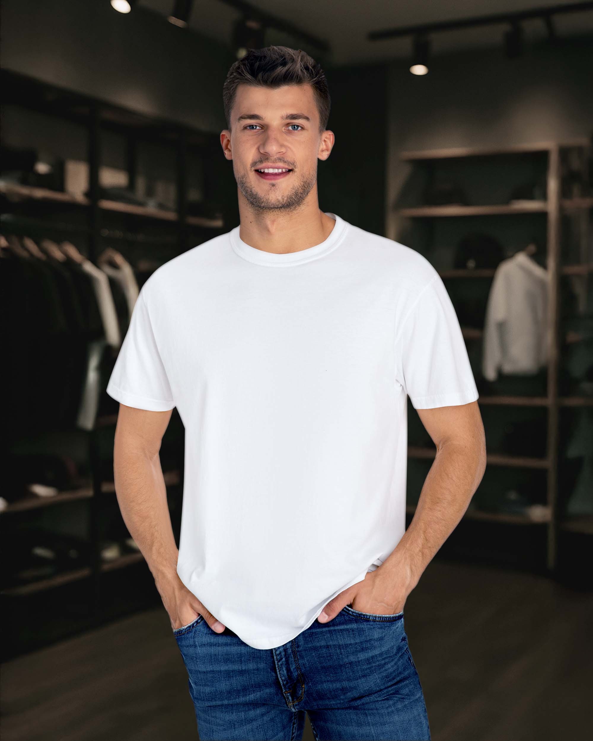 Basic Regular Fit Düz Unisex Tişört – %100 Pamuklu - Beyaz