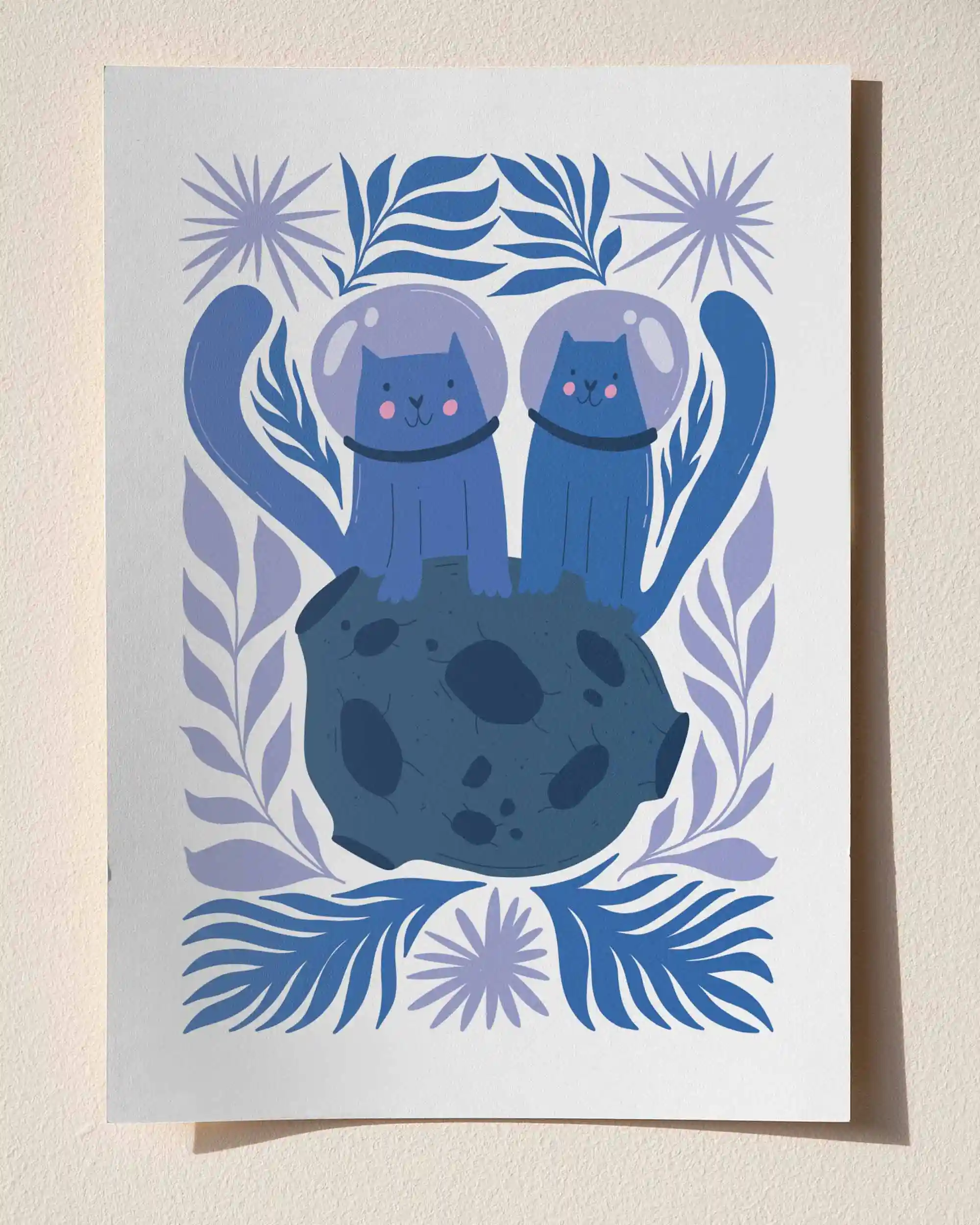 Dost Kediler Uzayda - Modern Uzay Temalı Çocuk Odası Poster