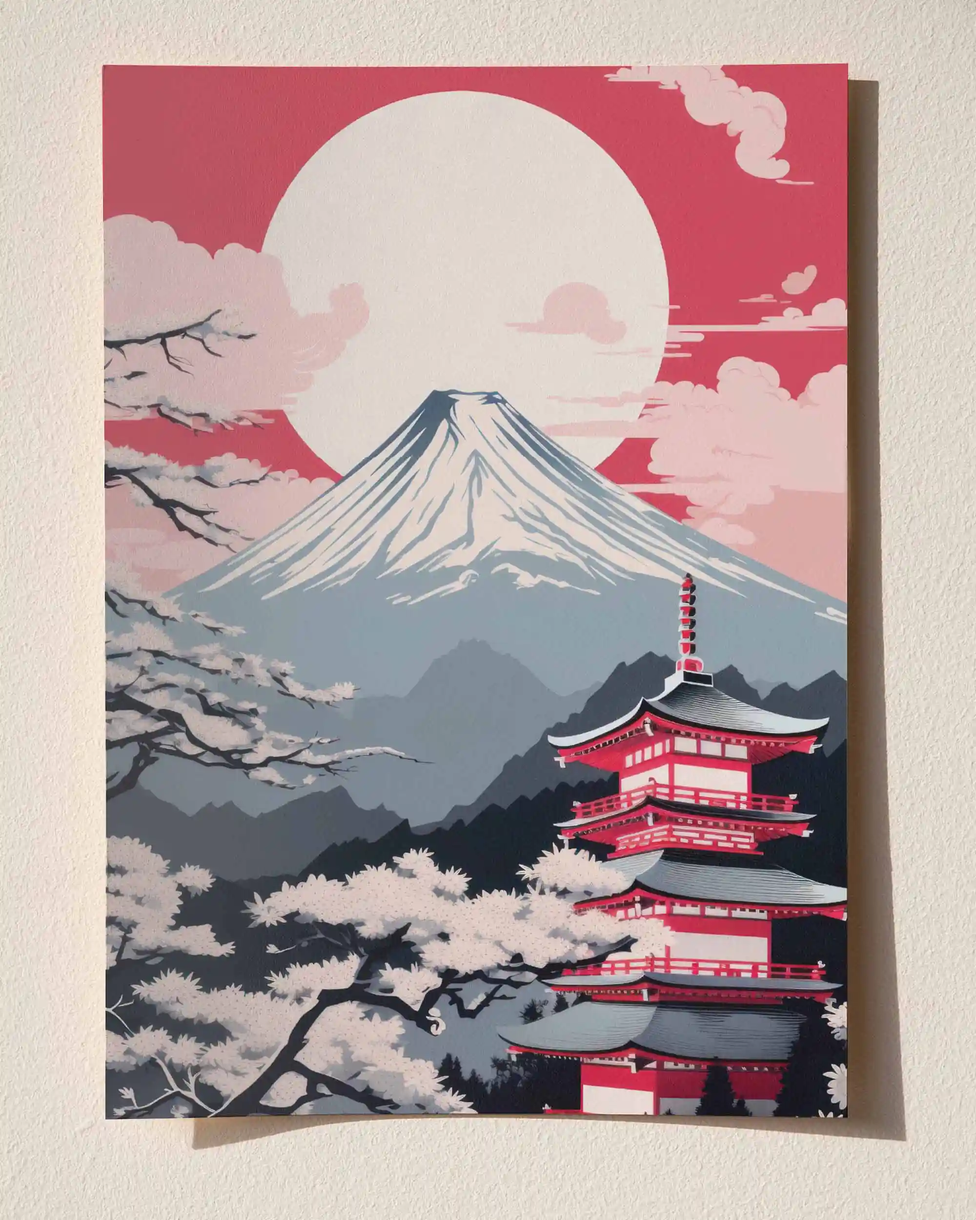 Fuji’de Sakura - Japon Estetik Modern Manzara Poster