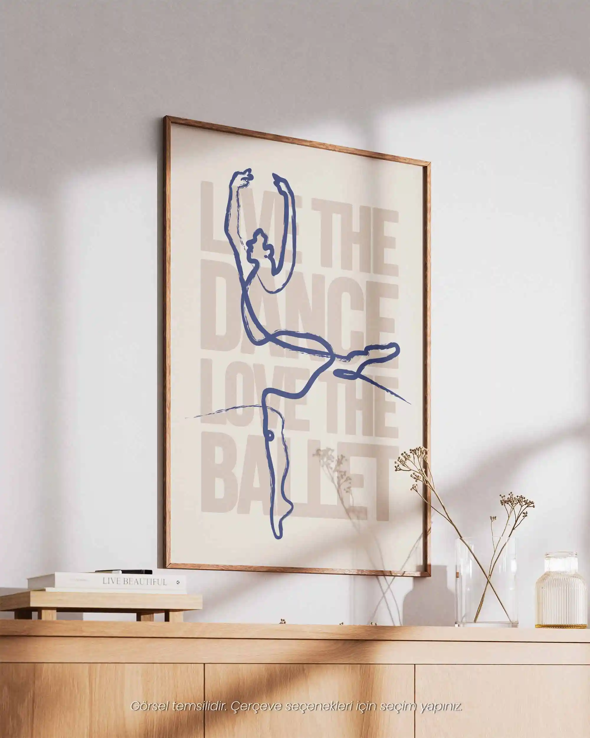 Live the Dance, Love the Ballet - Minimal Line Art & Tipografi Poster