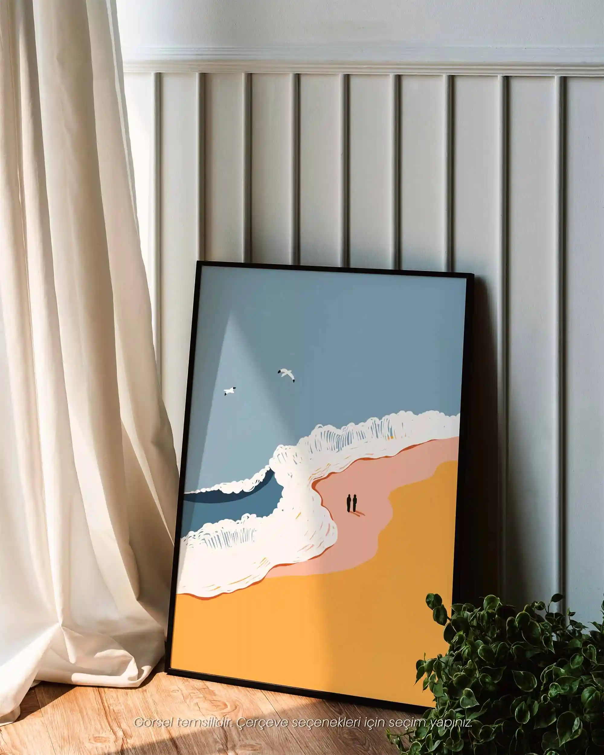 İki Adım Kıyı - Minimal Sahil & Deniz Manzara Poster