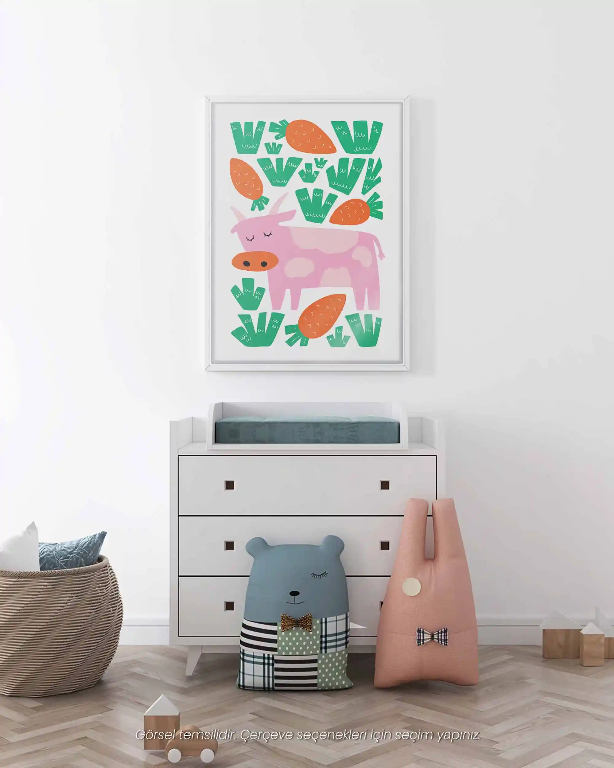 Pembe İnek - Modern ve Sevimli Çocuk Odası Poster