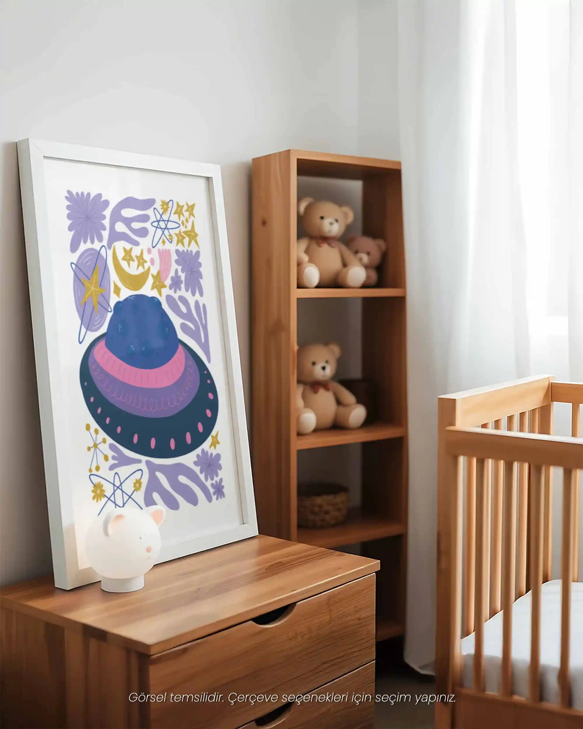 UFO & YILDIZLAR - Modern Uzay Temalı Çocuk Odası Poster