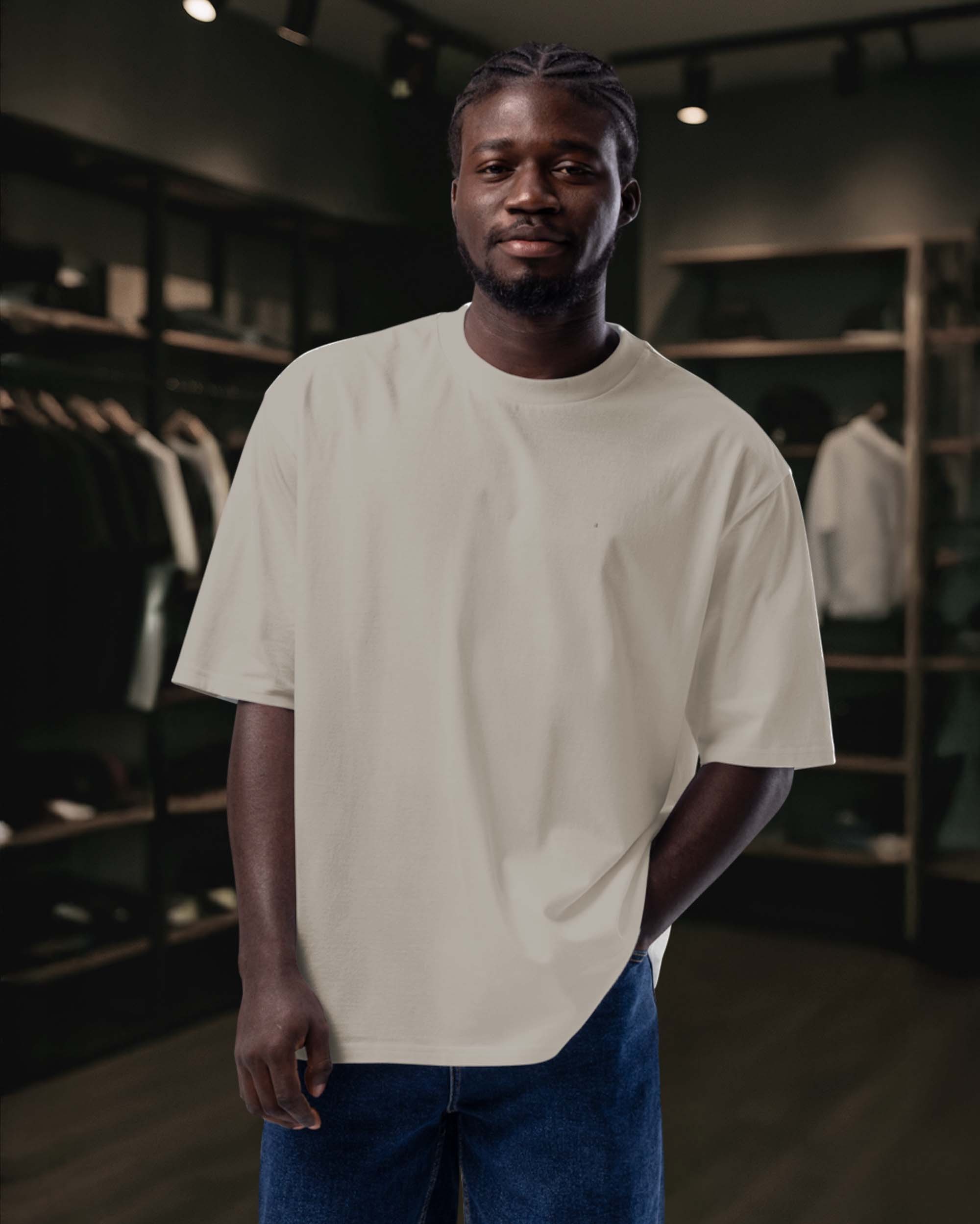 Basic Relaxed Fit Düz Unisex Tişört – Premium Kalite - Yüksek Gramaj %100 Pamuk - Bej