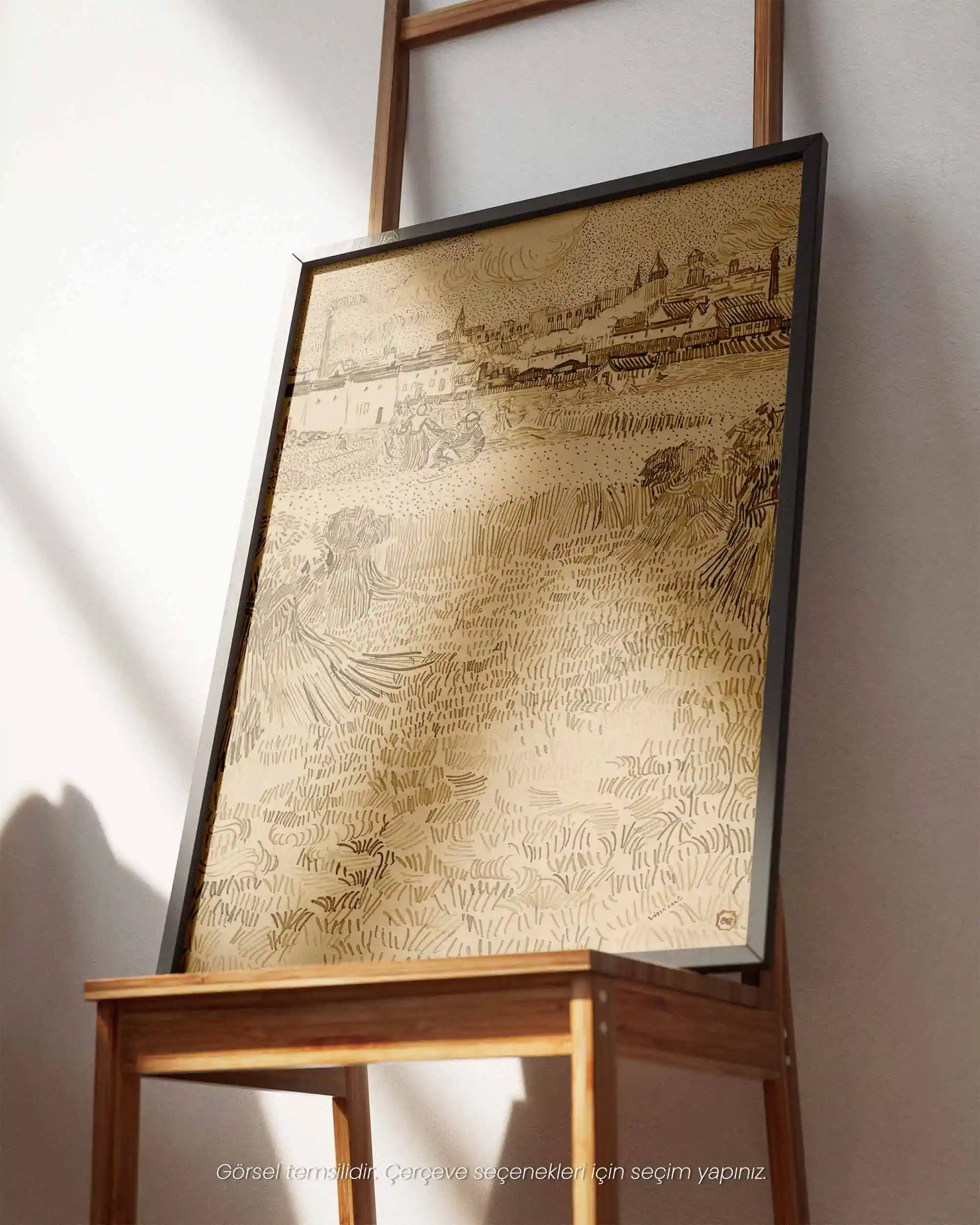 Van Gogh - Arles: Buğday Tarlasından Bir Görüntü (1888) Eskiz Sanat Tarihi Poster