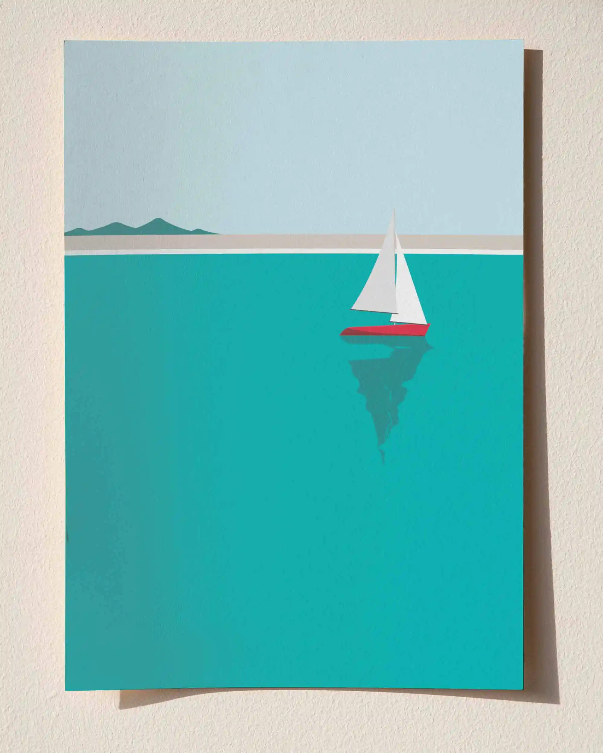 Turkuaz Yelken - Minimal Yelkenli Deniz Manzara Poster