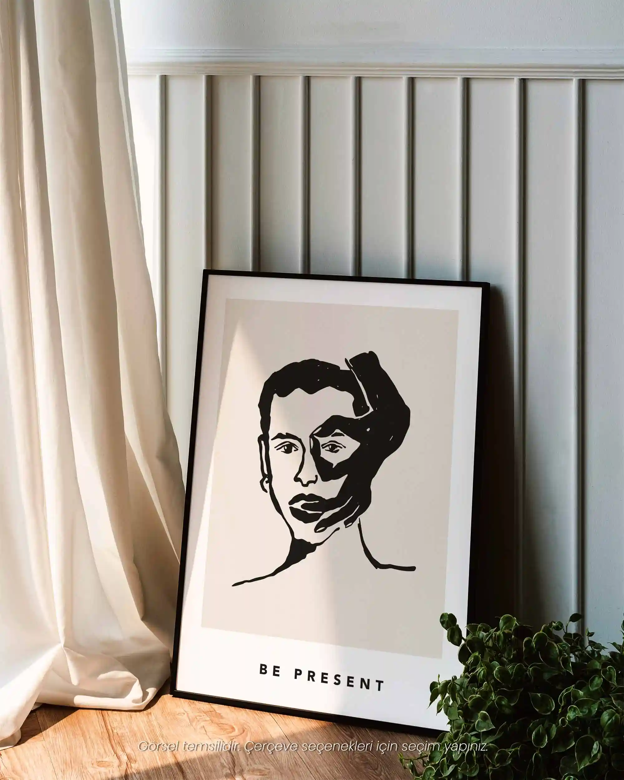 Be Present – Minimal Çizim & Modern Sanat Poster