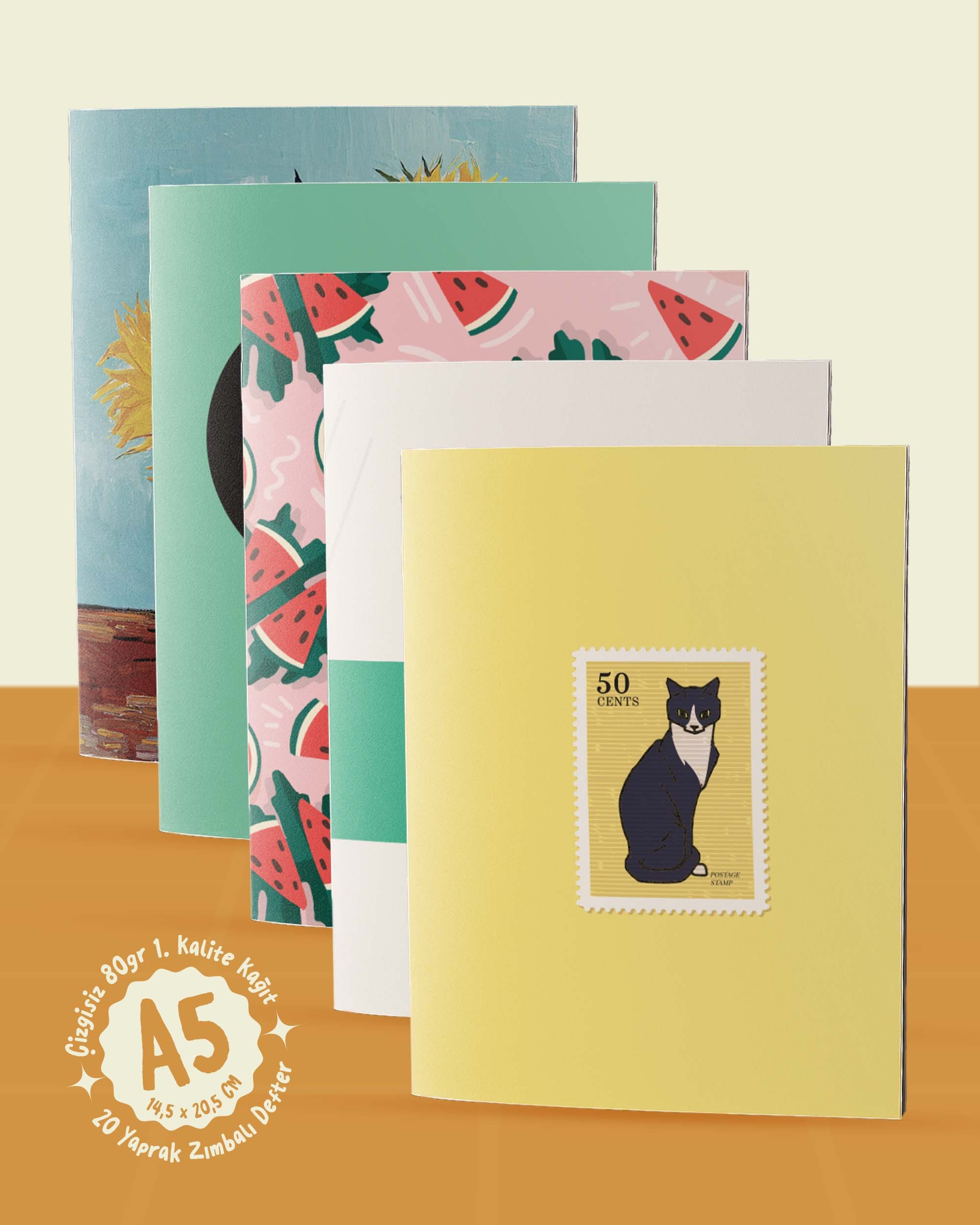 Kendi 5’li Defter Setini Oluştur - A5 Zımba Dikişli Defterlerden Özgürce Seçim Yap - 14,5x20,5 cm