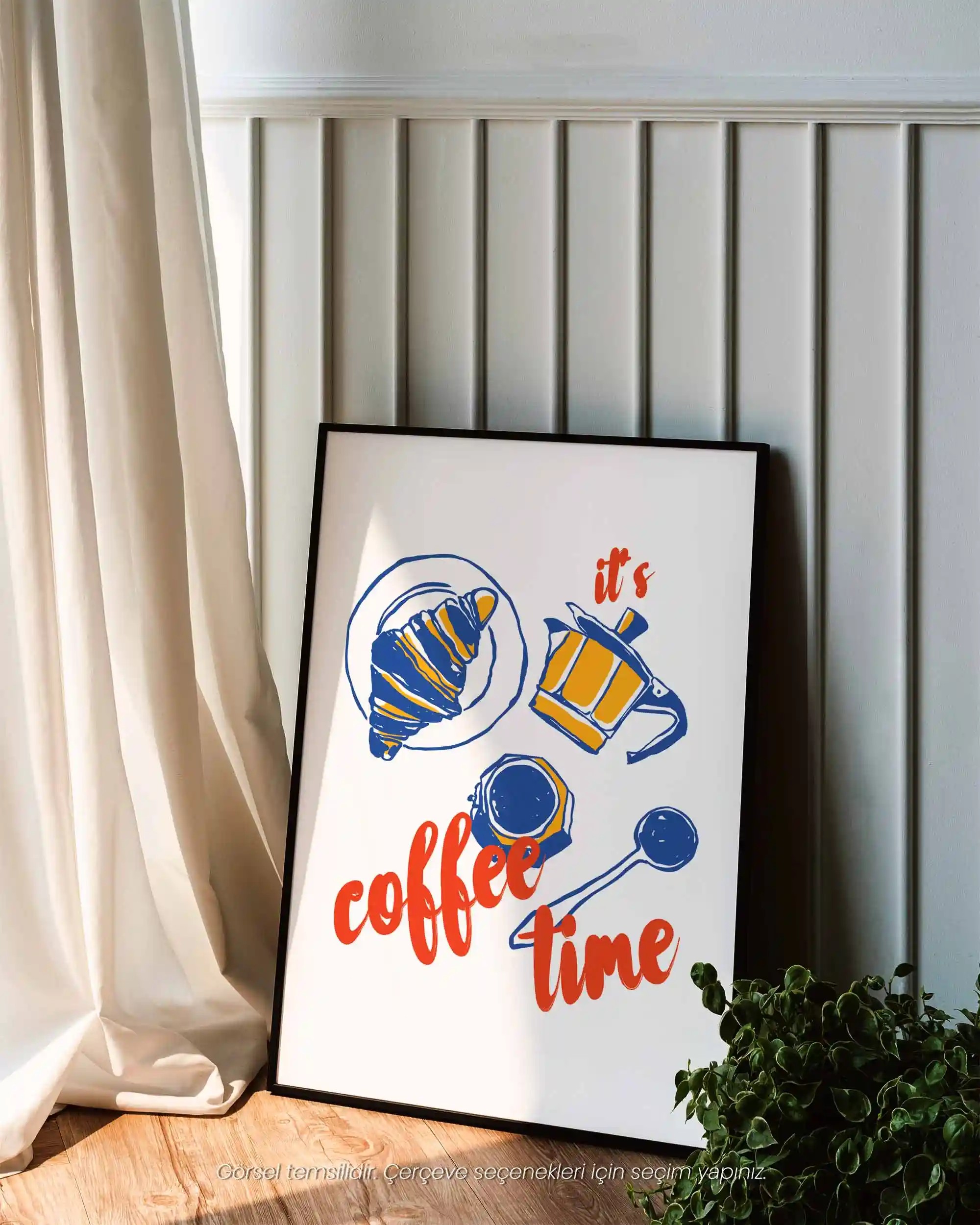 It’s Coffee Time, Kruvasan – Mutfak İçin İllüstrasyon & Modern Poster