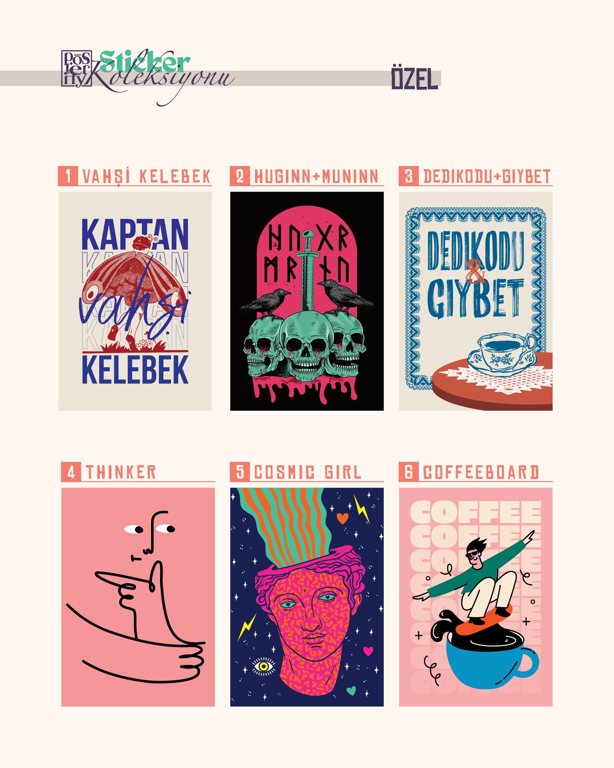 Özel Sticker Seti 11'li - Sanatsal ve Eğlenceli Çıkartmalar - Laptop, Defter, Telefon İçin Dekoratif Stickerlar