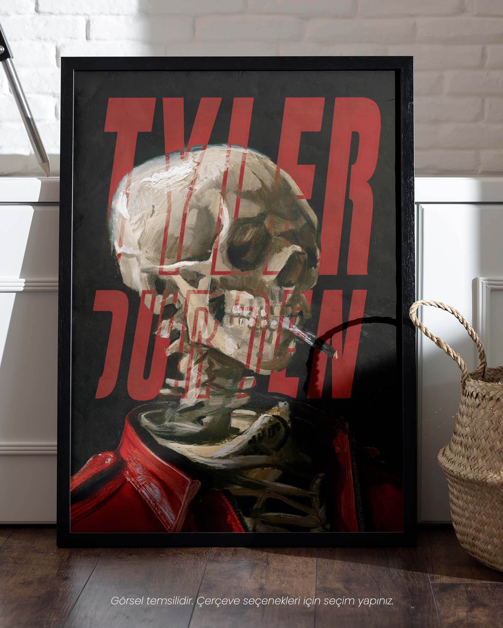 Tyler Durden x Van Gogh - Head of a Skeleton with a Burning Cigarette Çerçeveli-Çerçevesiz Poster